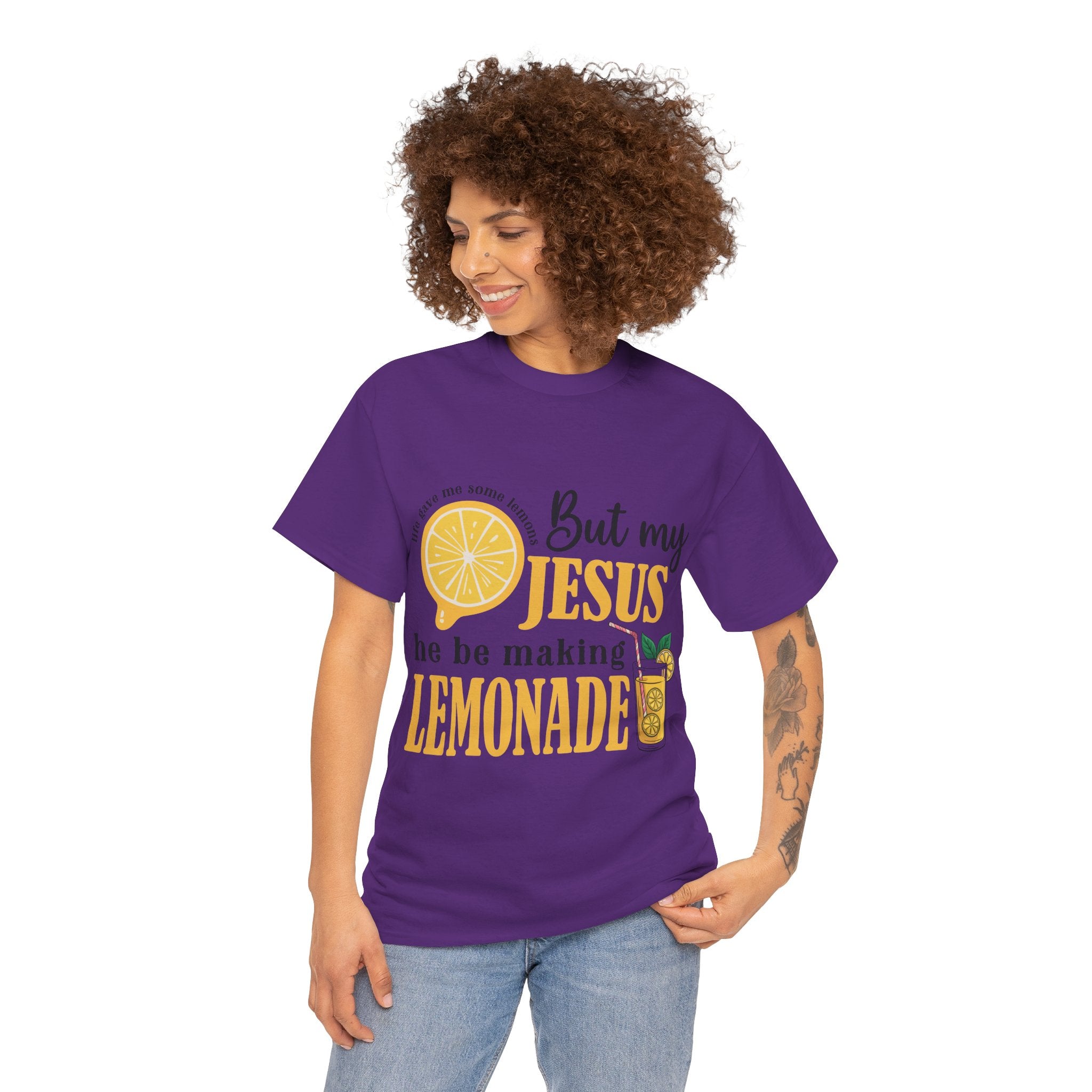 Jesus Lemonade Tee — Lemon Slice & Glass Graphic Christian Unisex Cotton T-Shirt