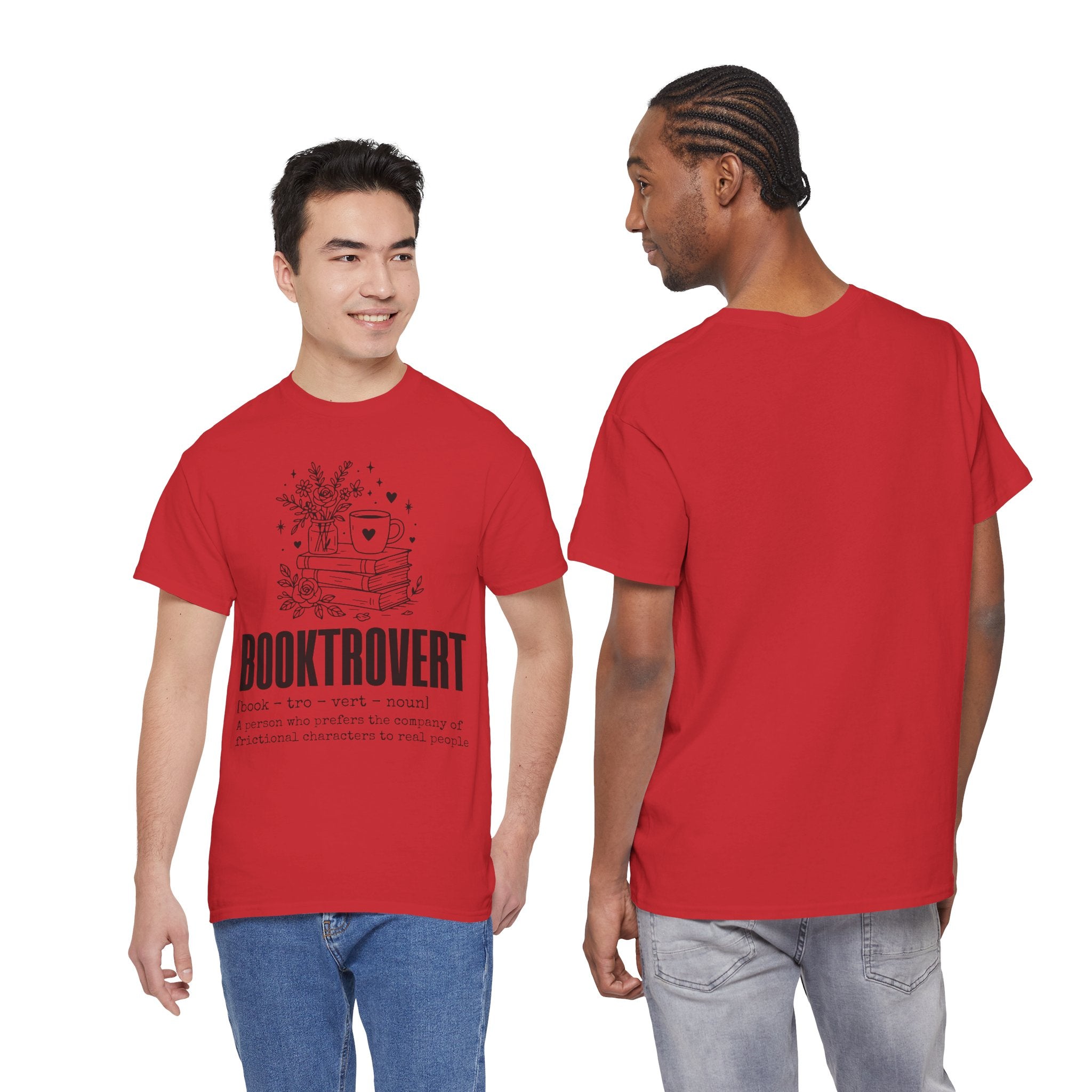 Booktrovert Graphic Tee — "Booktrovert" Definition, Books & Coffee Design Unisex Cotton Tee