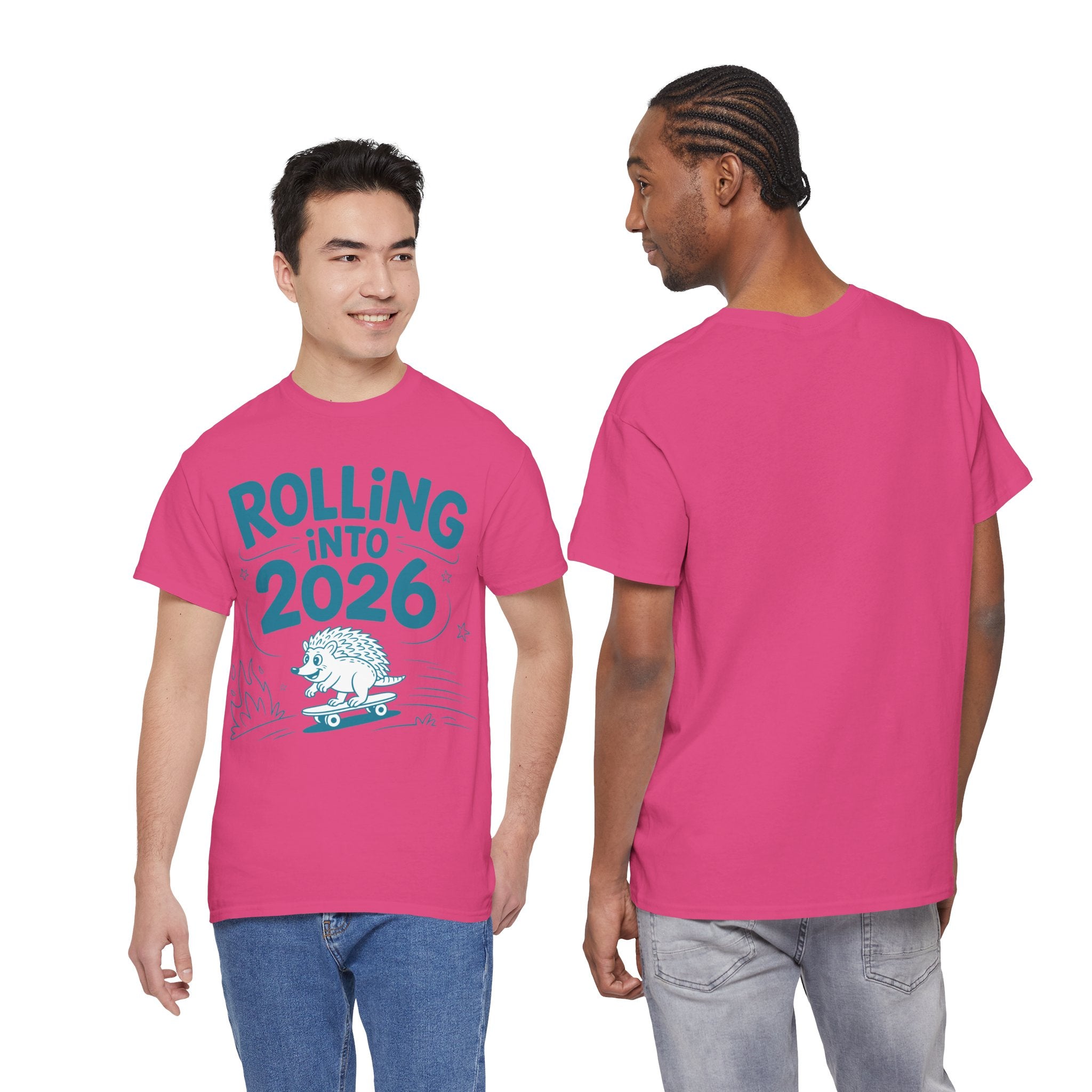 Rolling Into 2026 Hedgehog Skateboard Unisex Cotton Tee