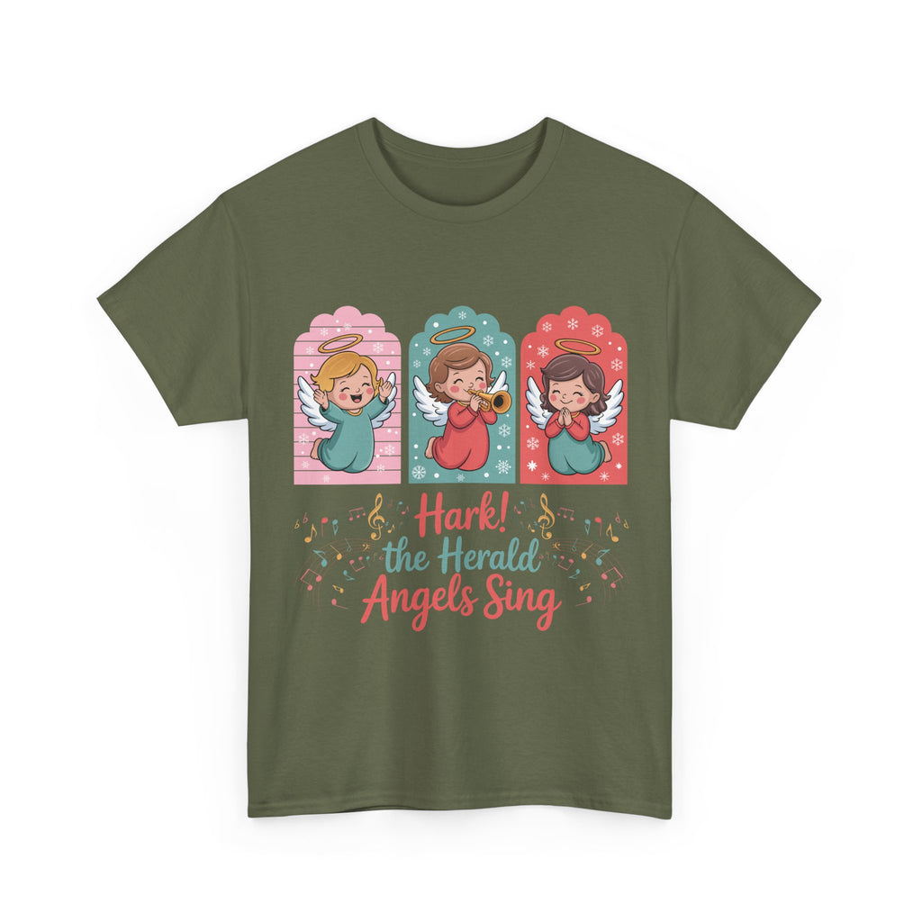 Hark! The Herald Angels Sing Tee — Three Singing Angels Christmas Unisex Cotton T-Shirt