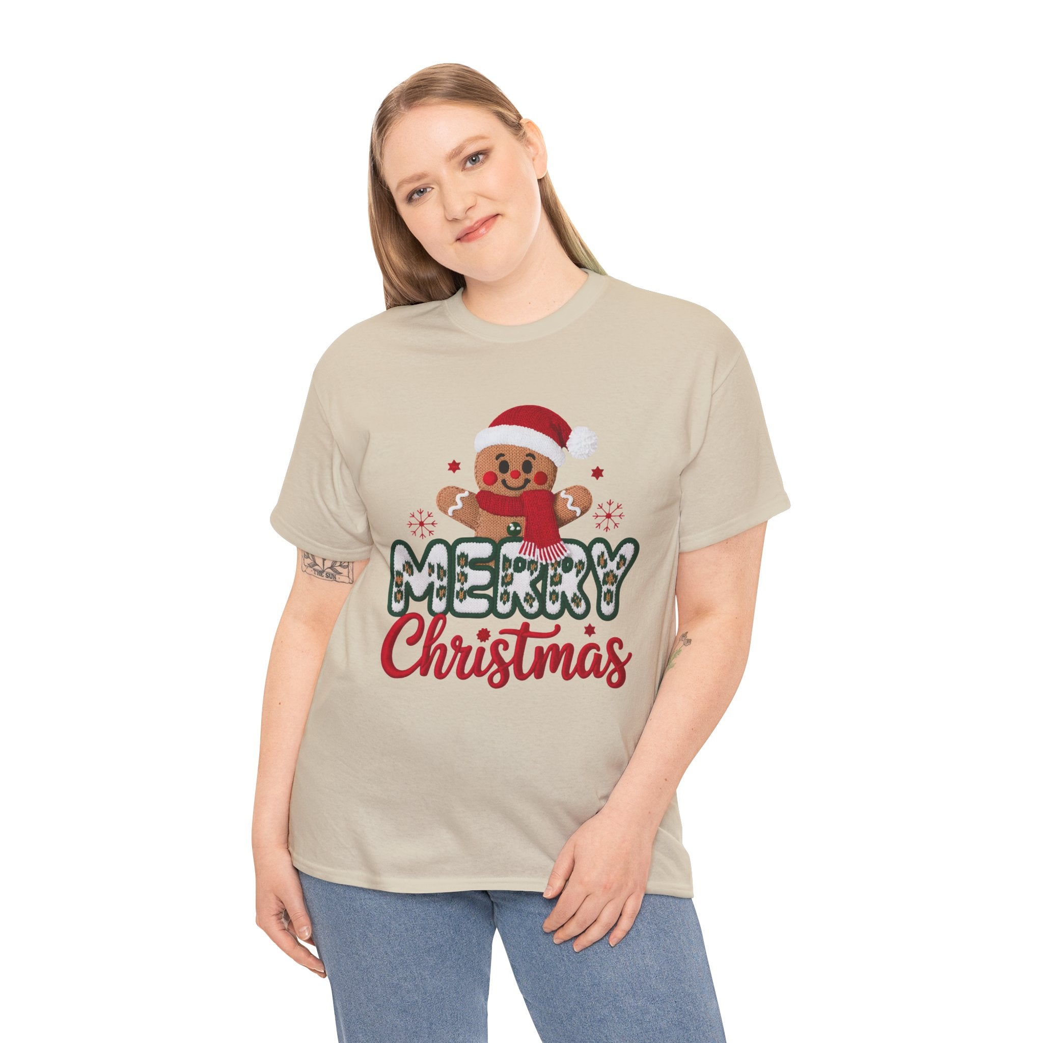 Gingerbread Santa 'Merry Christmas' Unisex Cotton Tee T-Shirt