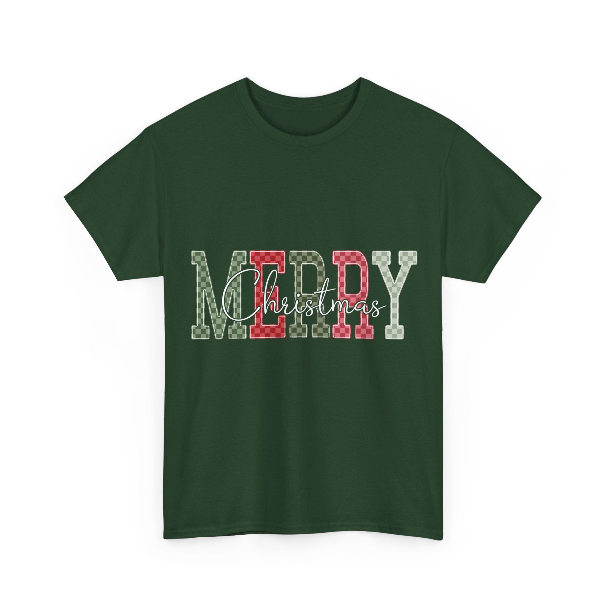 Plaid Merry Christmas Unisex Cotton Tee