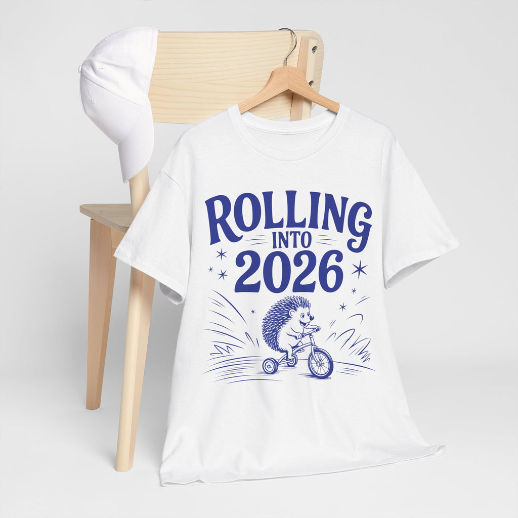 Rolling Into 2026 Hedgehog Tricycle Unisex Cotton Tee