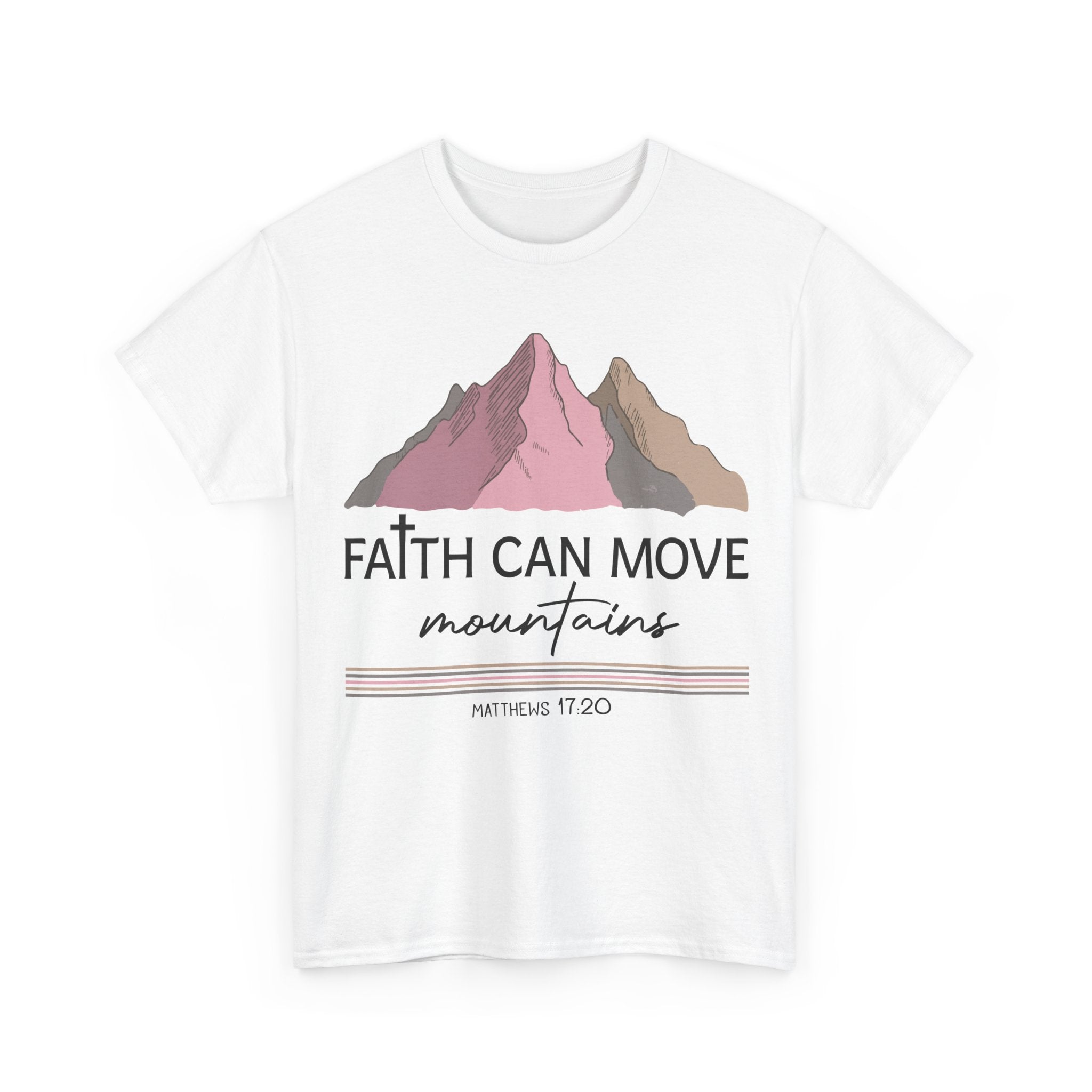 Faith Can Move Mountains Mountain Tee — Pastel Inspirational Christian Unisex Cotton T-Shirt