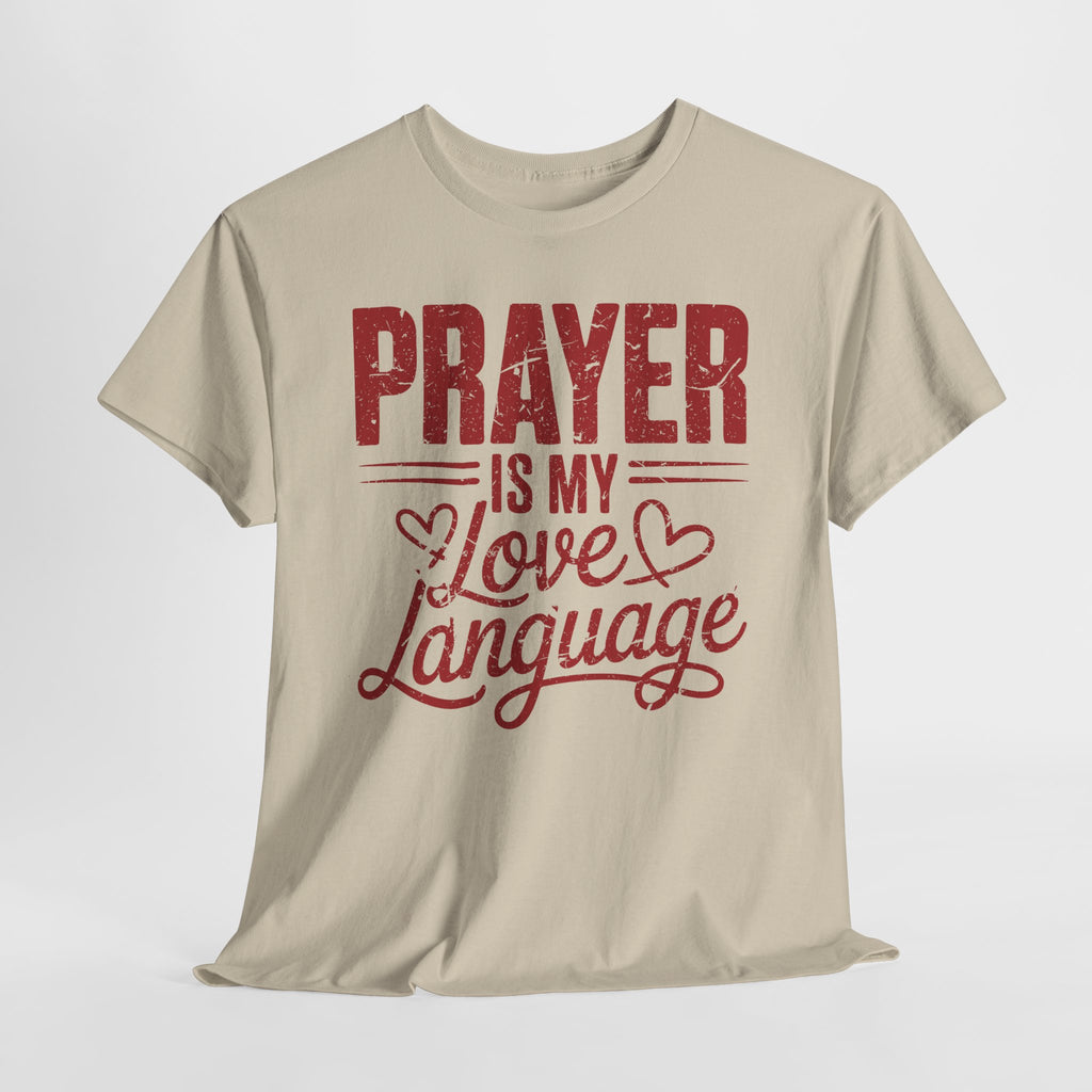 Prayer Is My Love Language T-Shirt — Faith-Inspired Red Hearts Unisex Cotton Tee