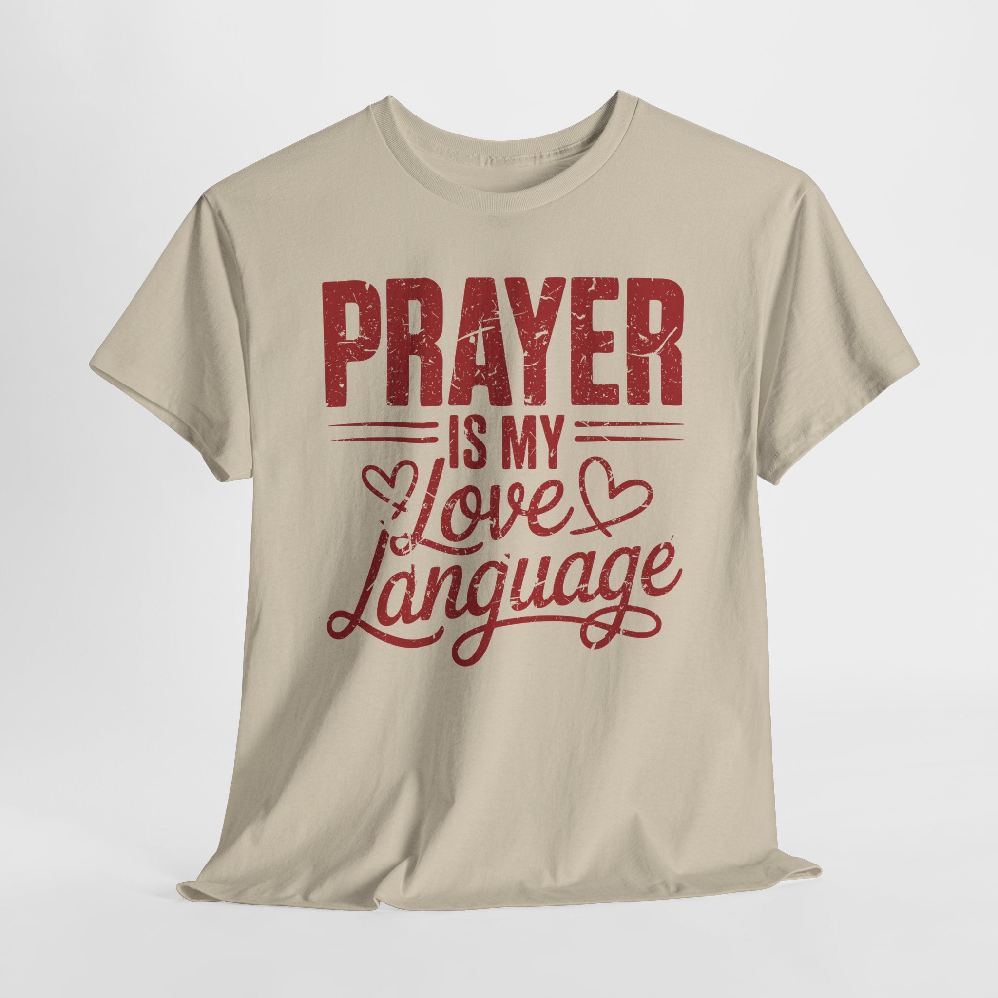 Prayer Is My Love Language T-Shirt — Faith-Inspired Red Hearts Unisex Cotton Tee