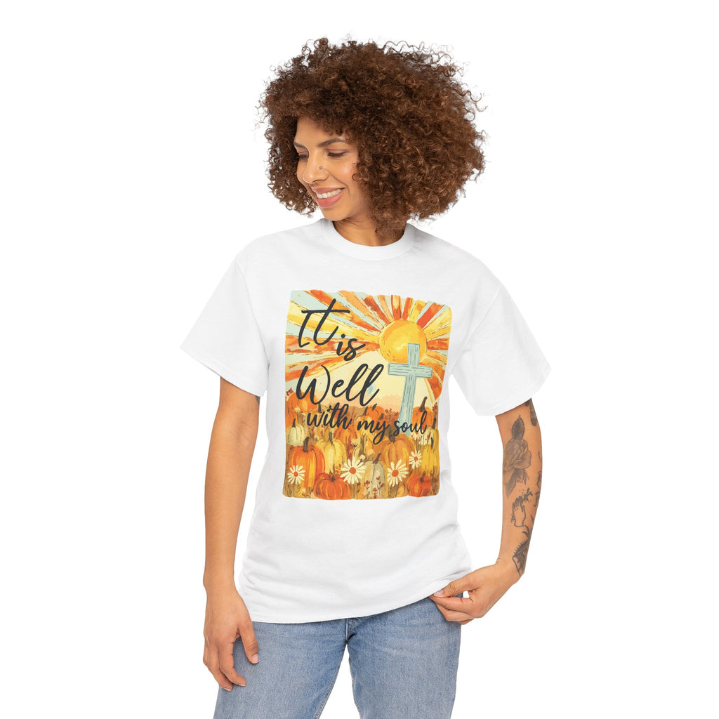 It Is Well With My Soul Pumpkin Sunrise Unisex Cotton T-Shirt
