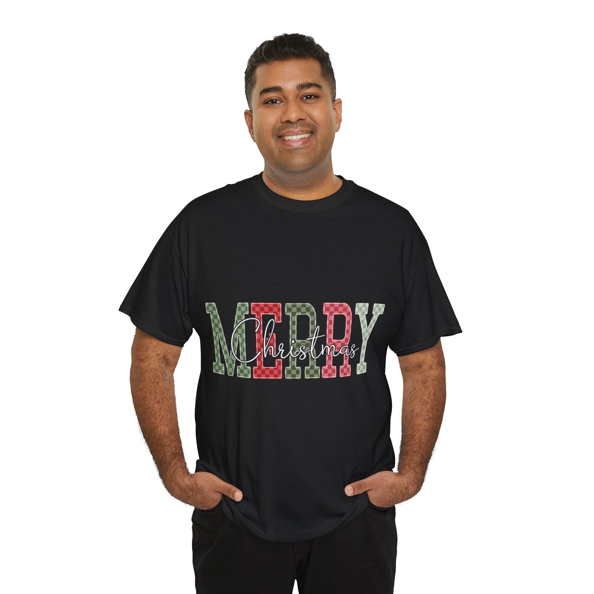 Plaid Merry Christmas Unisex Cotton Tee