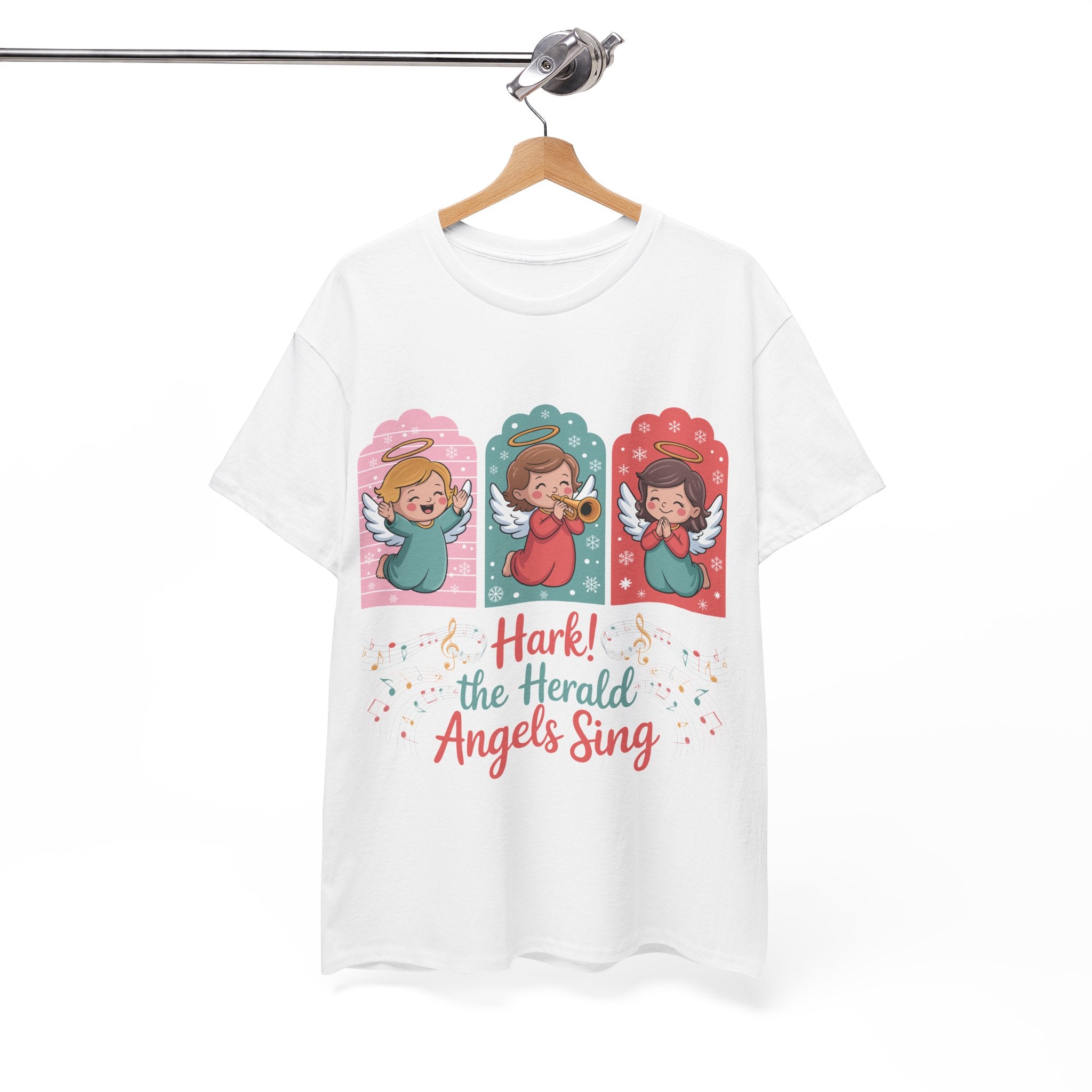 Hark! The Herald Angels Sing Tee — Three Singing Angels Christmas Unisex Cotton T-Shirt