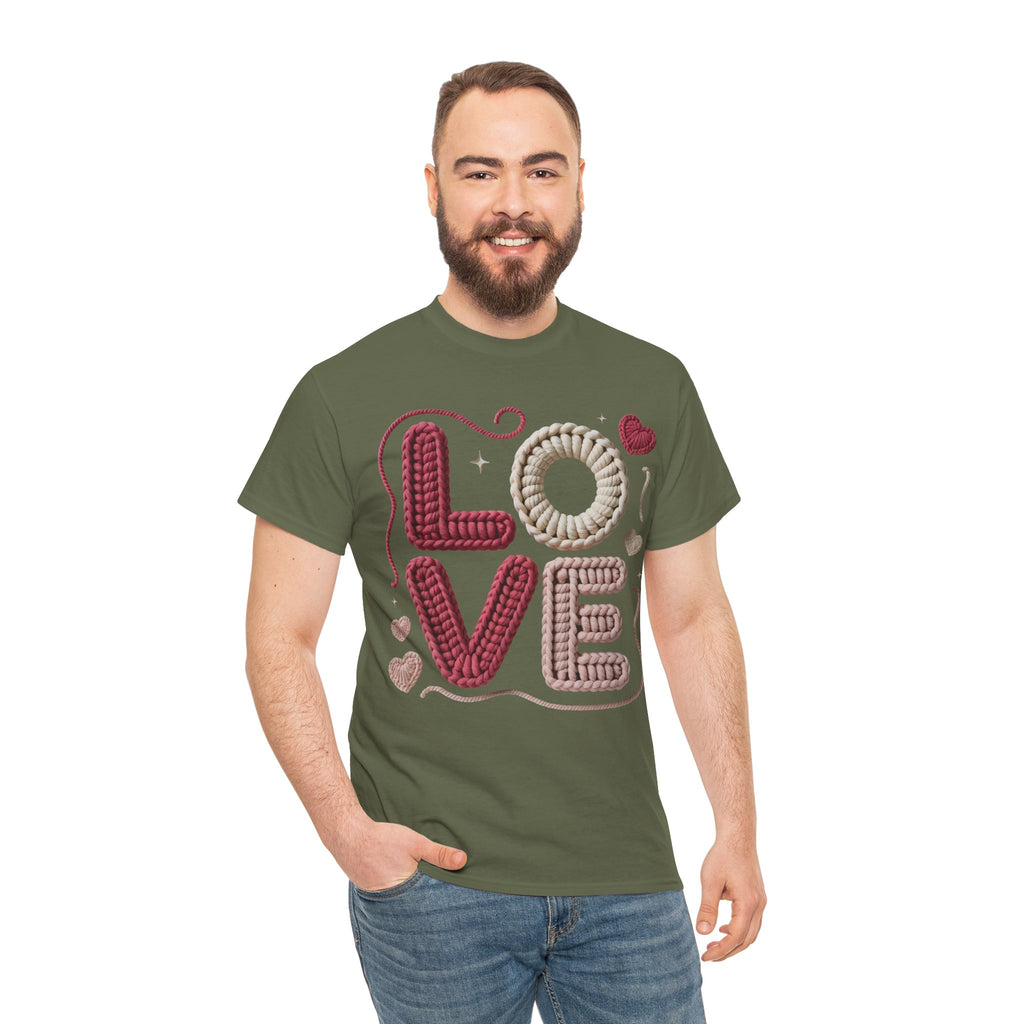 LOVE Faux Yarn Heart Unisex Cotton Tee