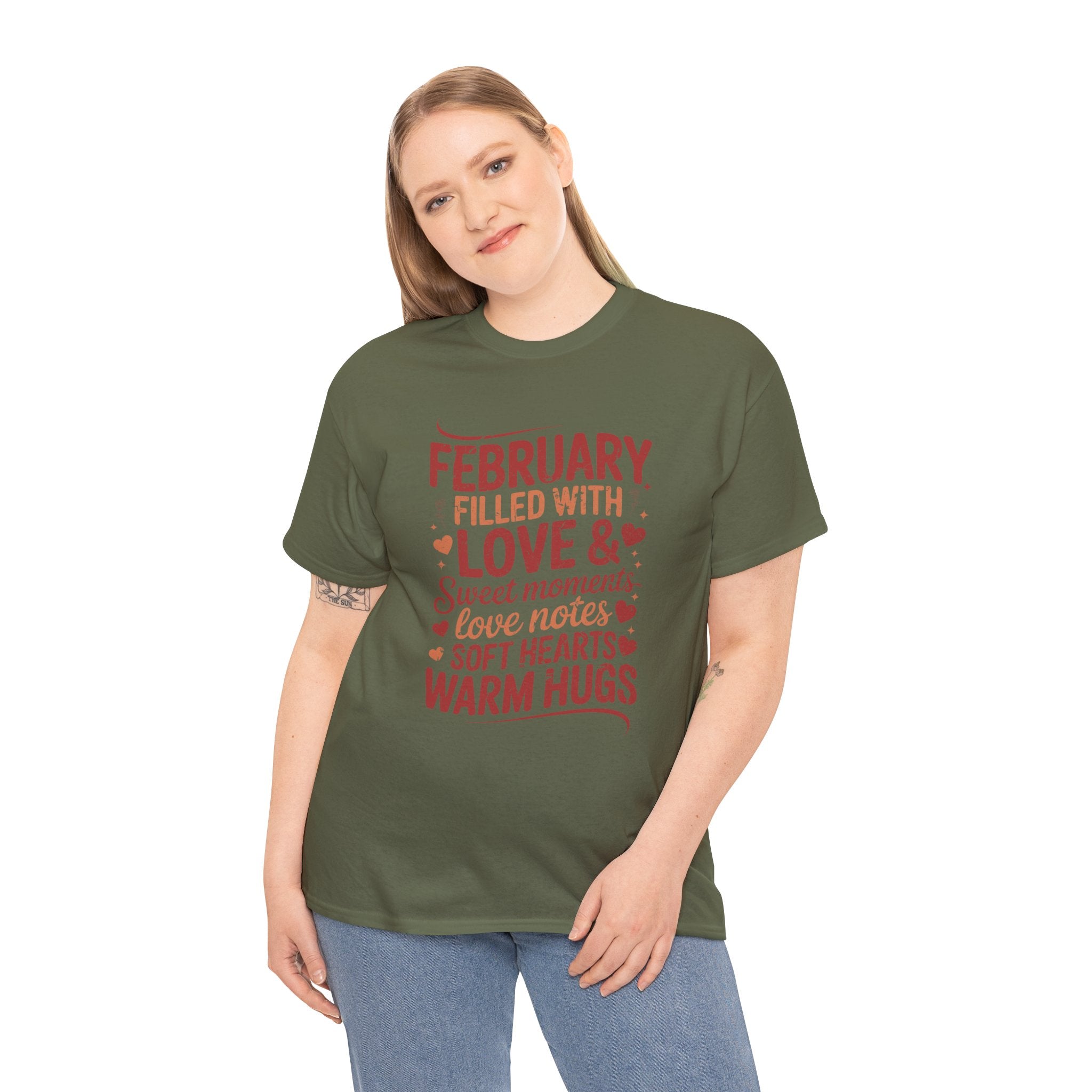 February Filled With Love Tee — Cozy Love Notes Valentine's Unisex Cotton Tshirt