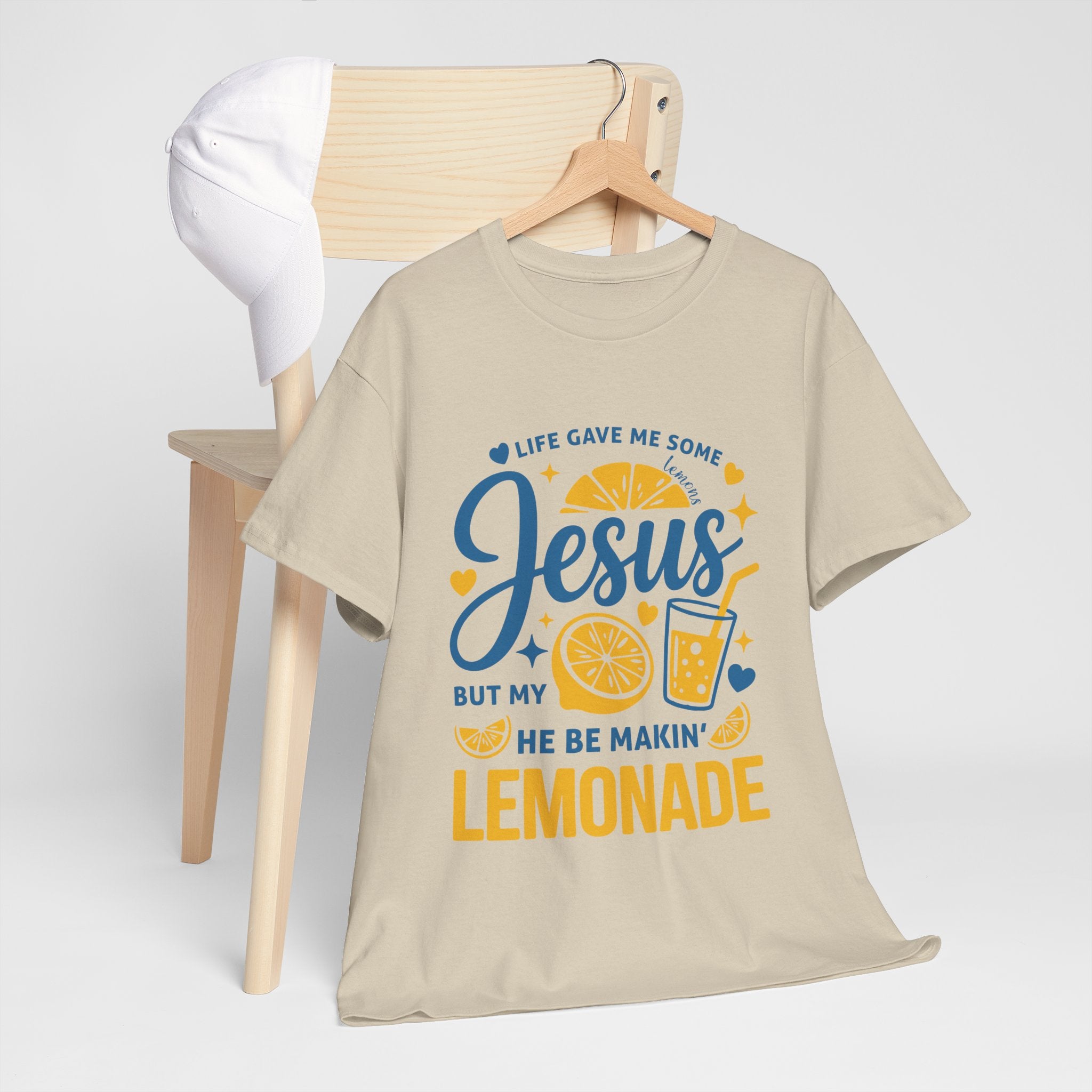 Christian Lemonade T-Shirt — “Life gave me some lemons but my Jesus He be makin’ lemonade”. Unisex Cotton Tee