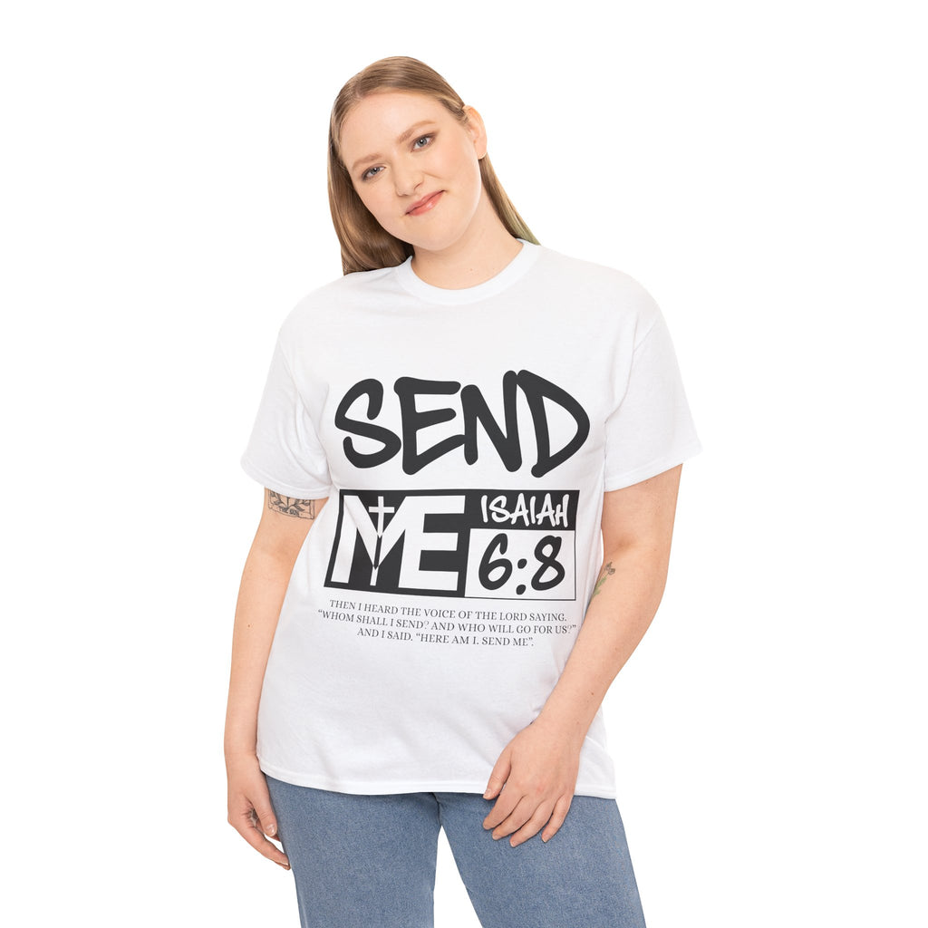 Send Me Isaiah 6:8 Christian T-Shirt — Cross Faith Unisex Cotton Tee