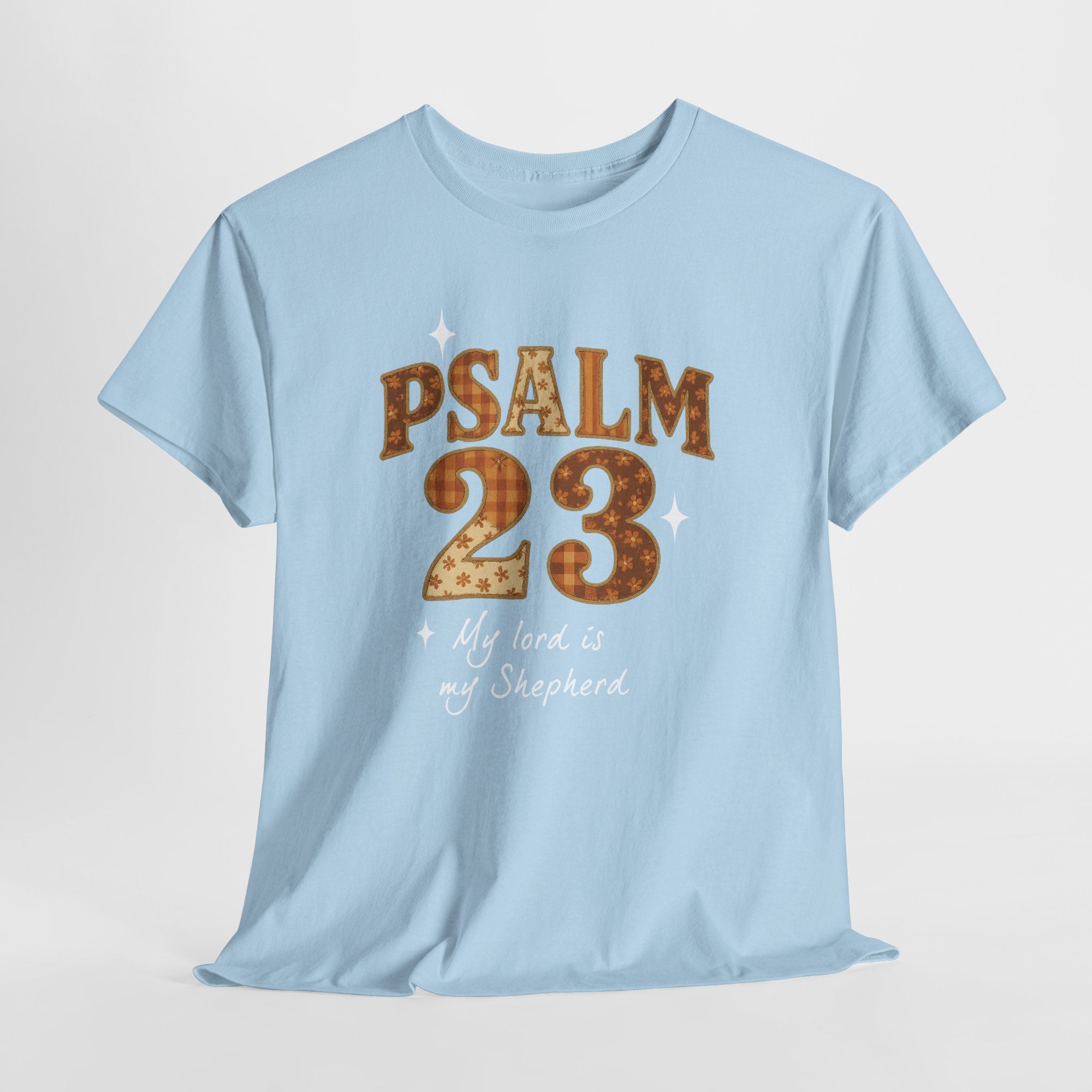 Psalm 23 Floral Tee — “My Lord Is My Shepherd” Stitched-Text Unisex Cotton Tee