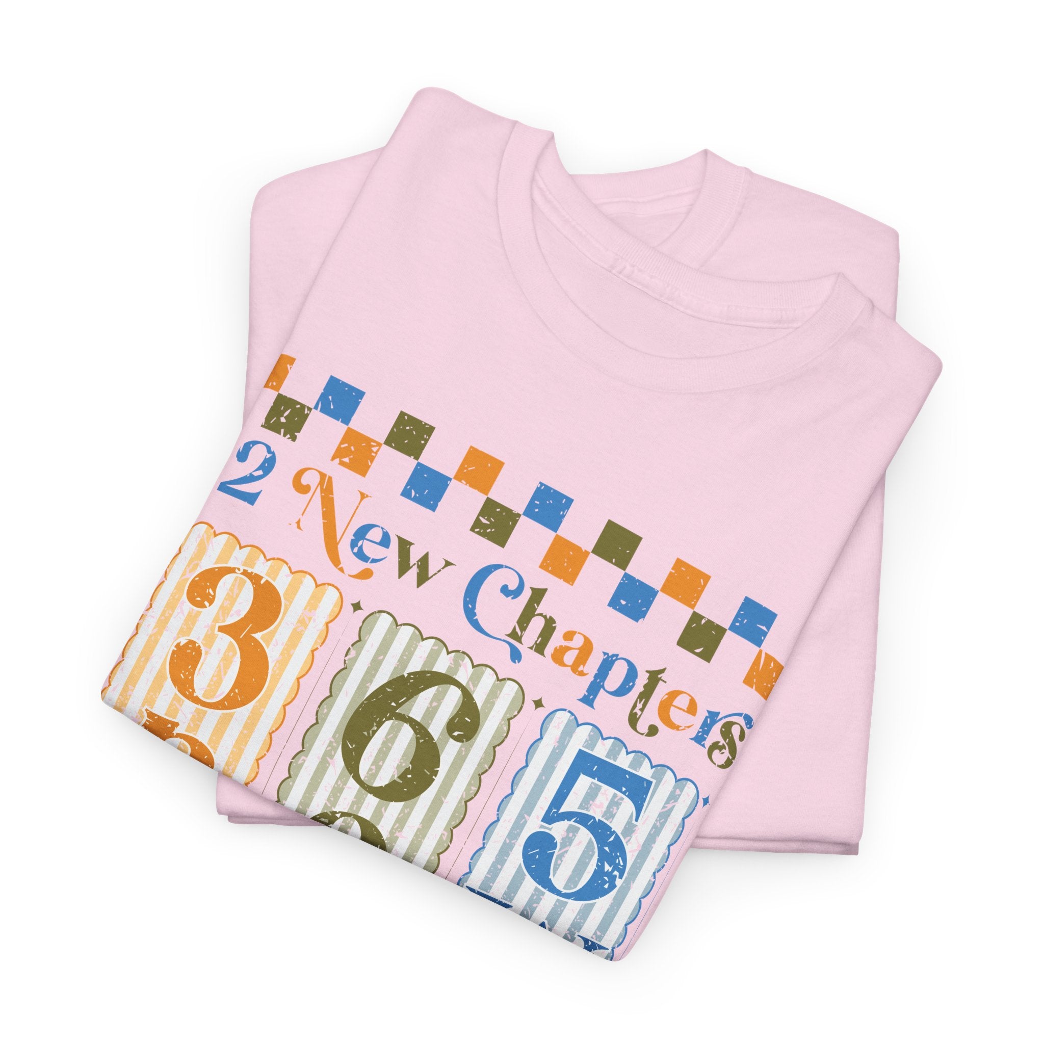 Retro '12 New Chapters, 365 New Chances' T-Shirt — Colorful Distressed Vintage Unisex Cotton Tee