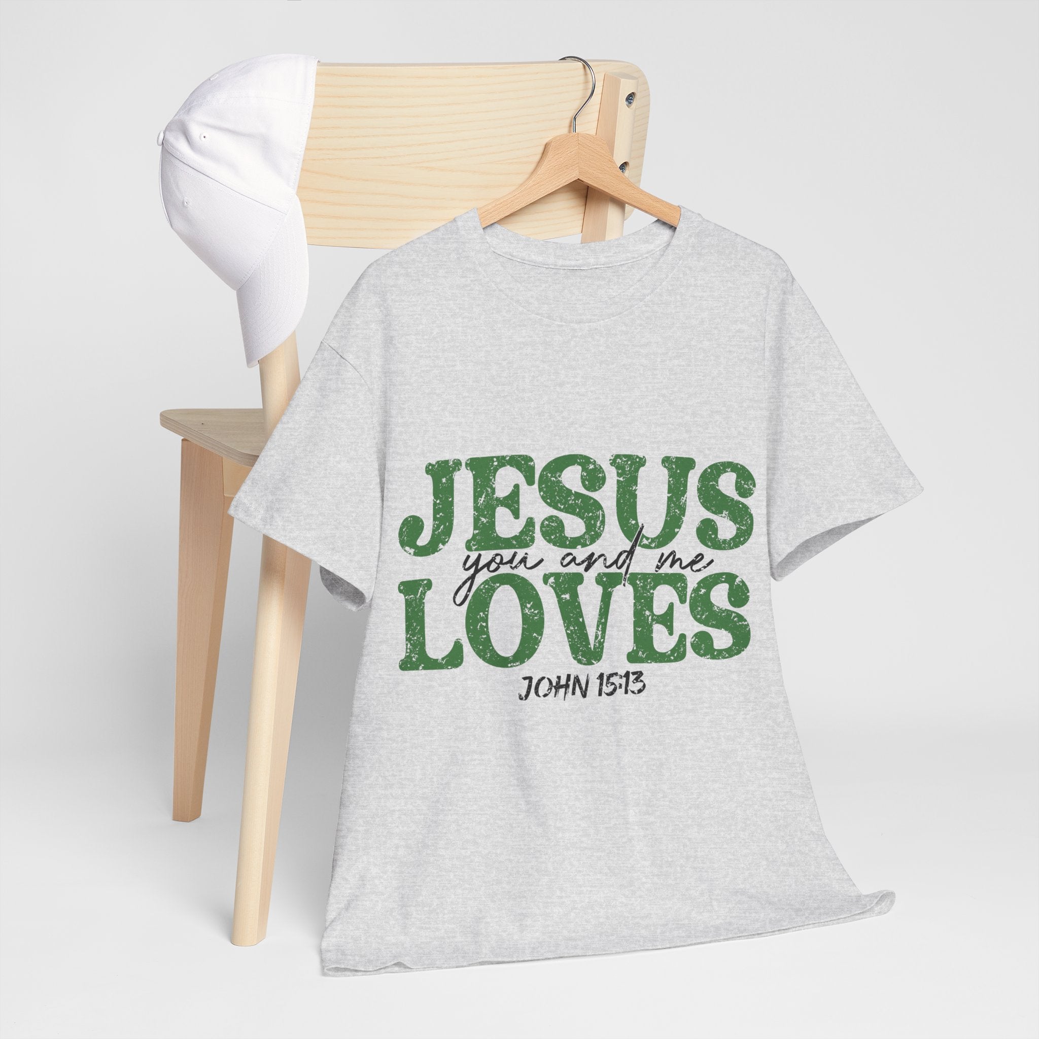 Jesus Loves Vintage Tee — Green Retro Christian Unisex Cotton T-Shirt
