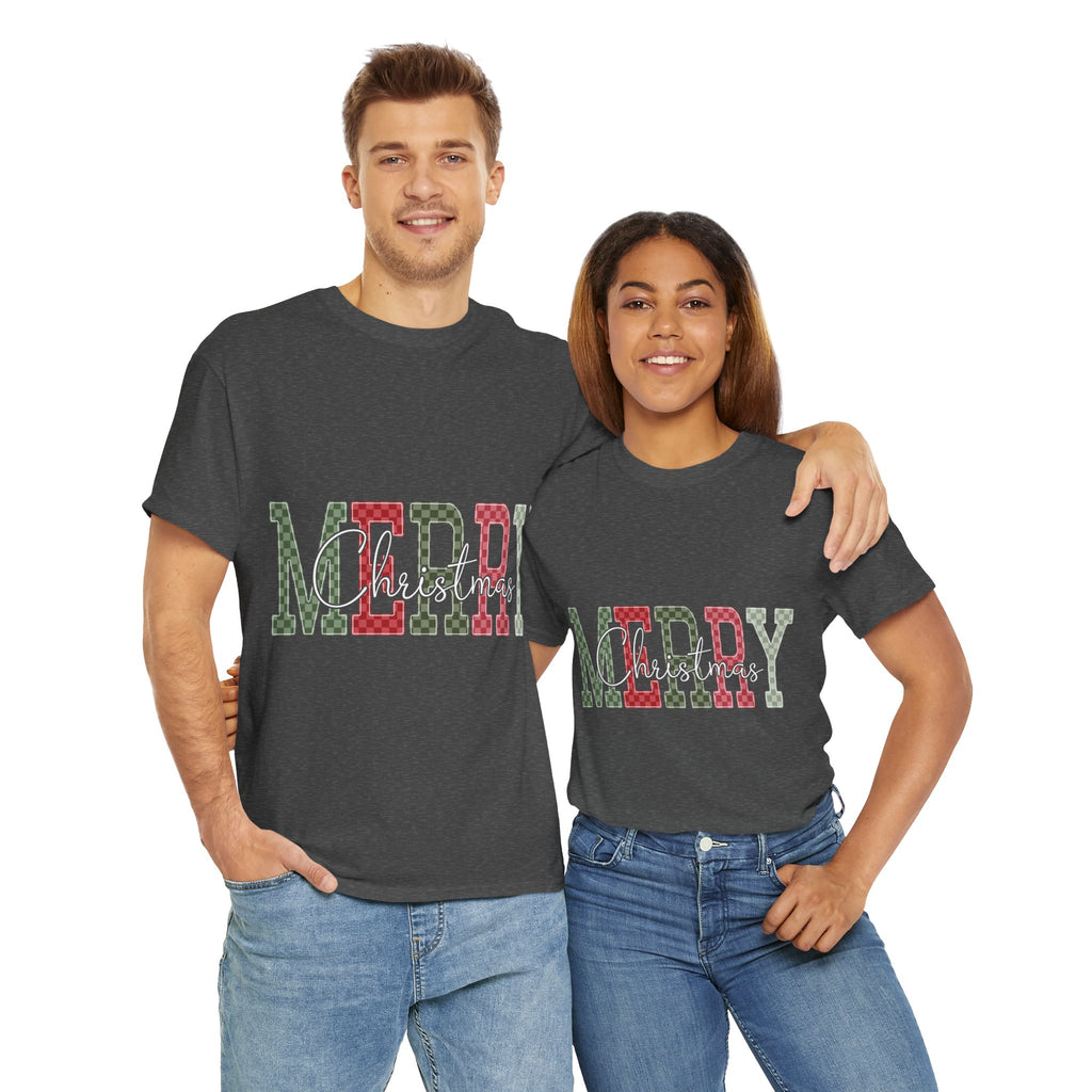 Plaid Merry Christmas Unisex Cotton Tee