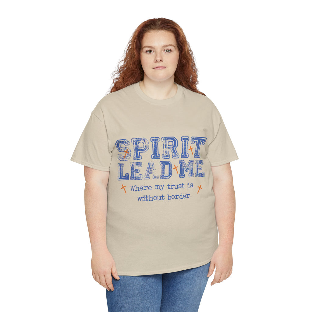 Christian Varsity Tee — “Spirit Lead Me — Where My Trust Is Without Border”. Unisex Cotton Tee