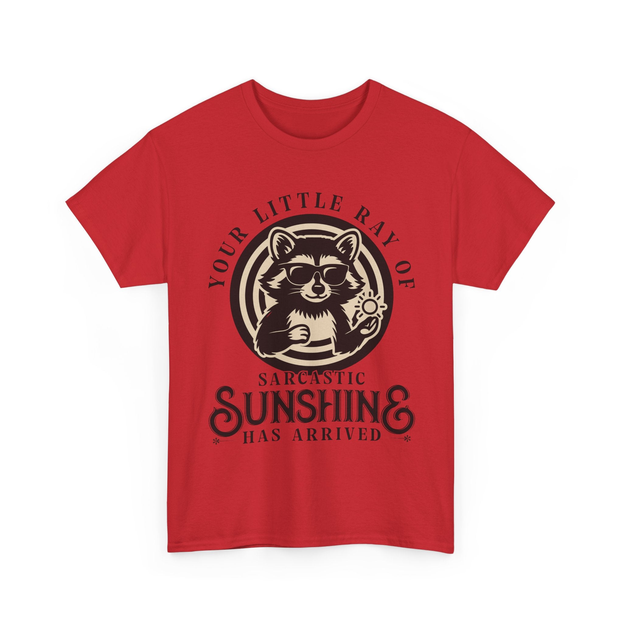 Cool Raccoon Sunglasses T-Shirt — Raccoon Holding Sun Graphic Unisex Cotton Tee