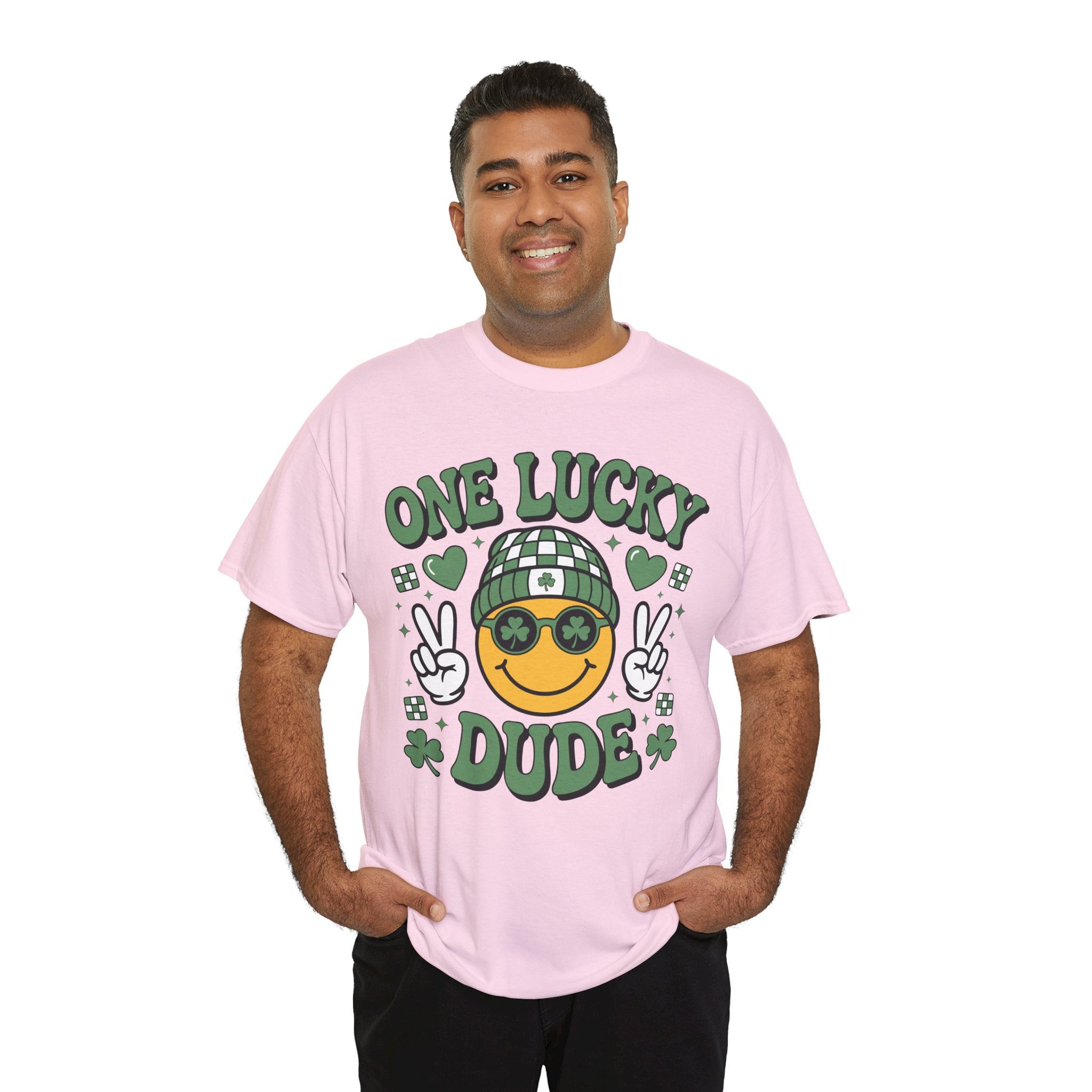 One Lucky Dude Shamrock Tee — St. Patrick's Day Smiley Unisex Cotton Tshirt