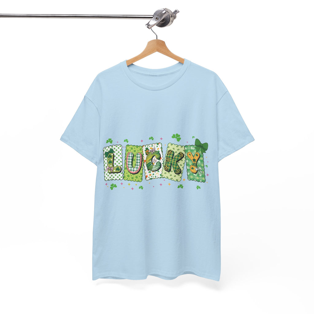 Lucky Patchwork Plaid Clover Tee — St. Patrick’s Day Unisex Cotton T-Shirt