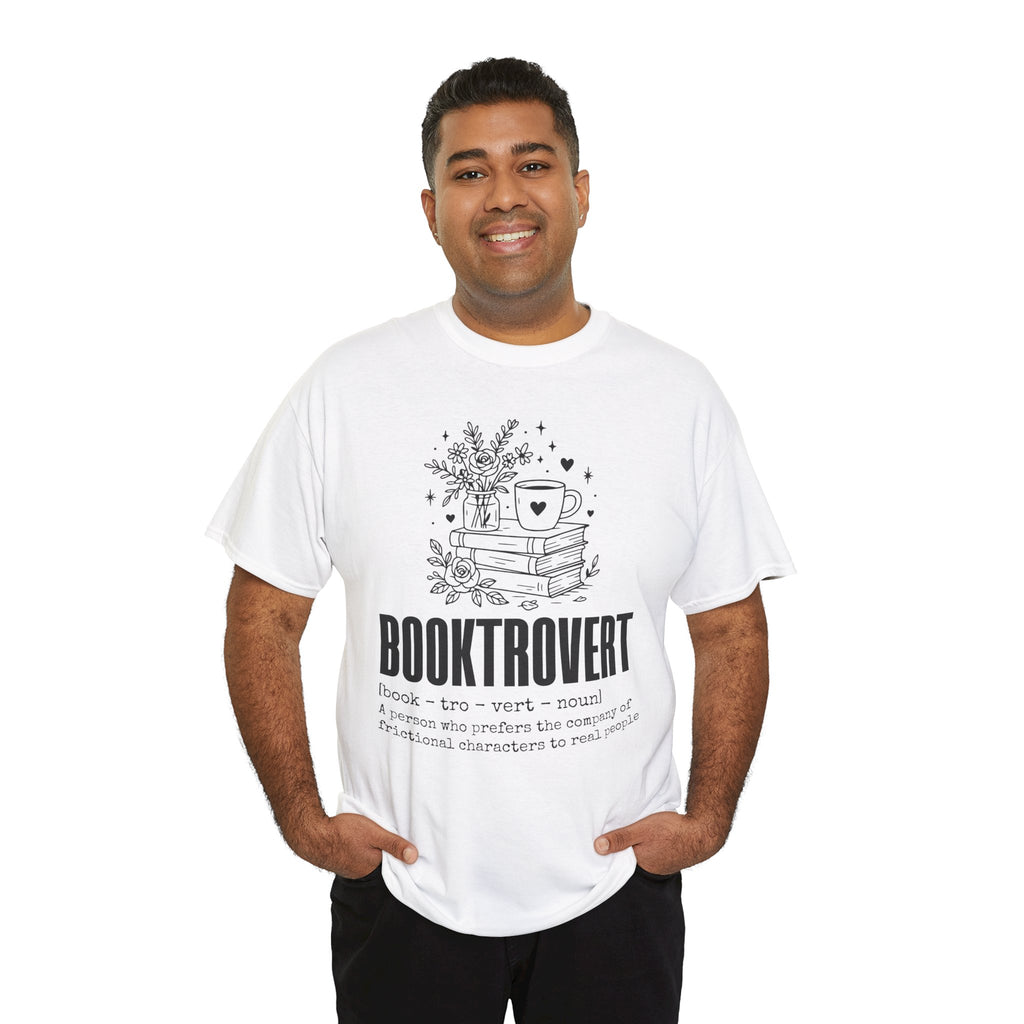 Booktrovert Graphic Tee — "Booktrovert" Definition, Books & Coffee Design Unisex Cotton Tee