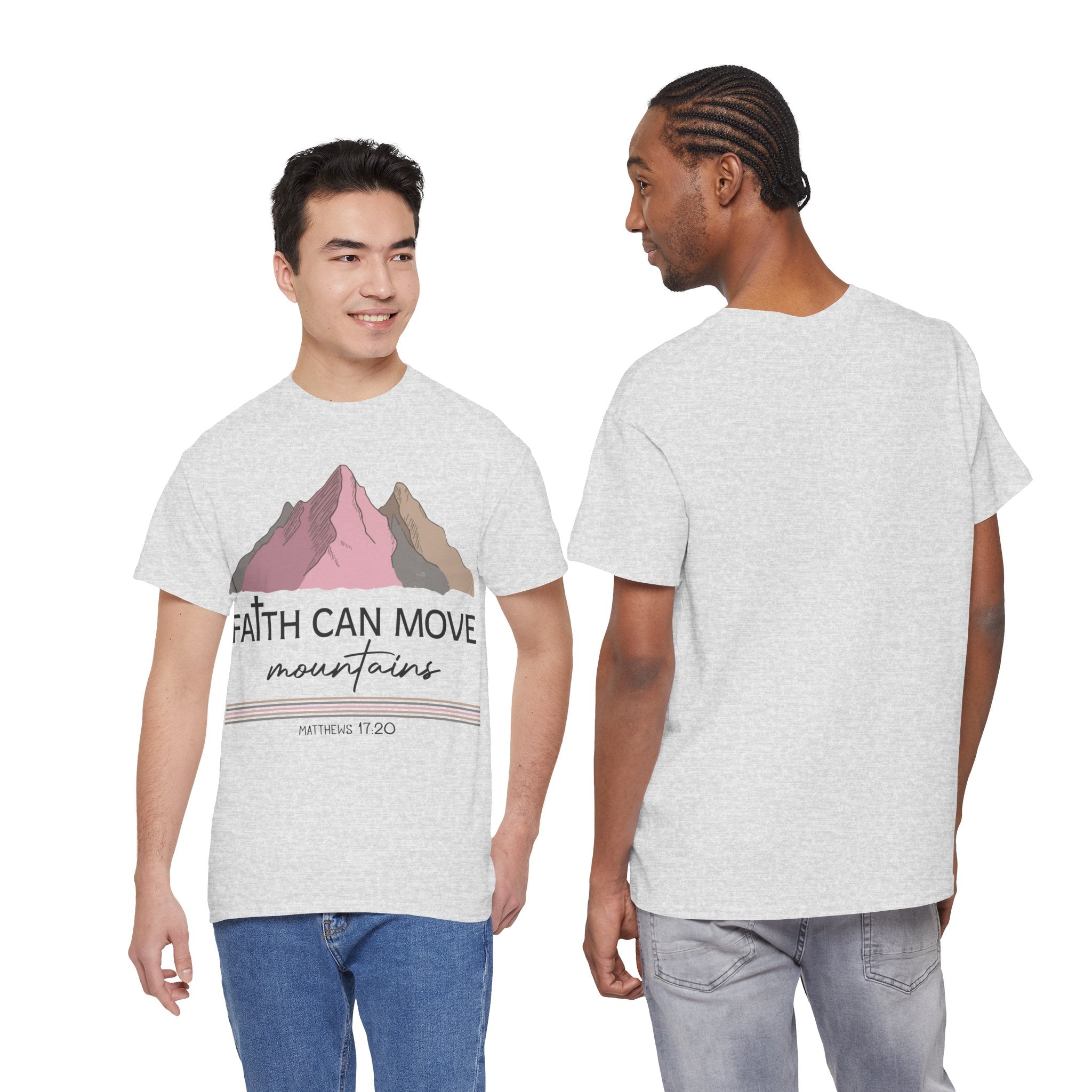 Faith Can Move Mountains Mountain Tee — Pastel Inspirational Christian Unisex Cotton T-Shirt