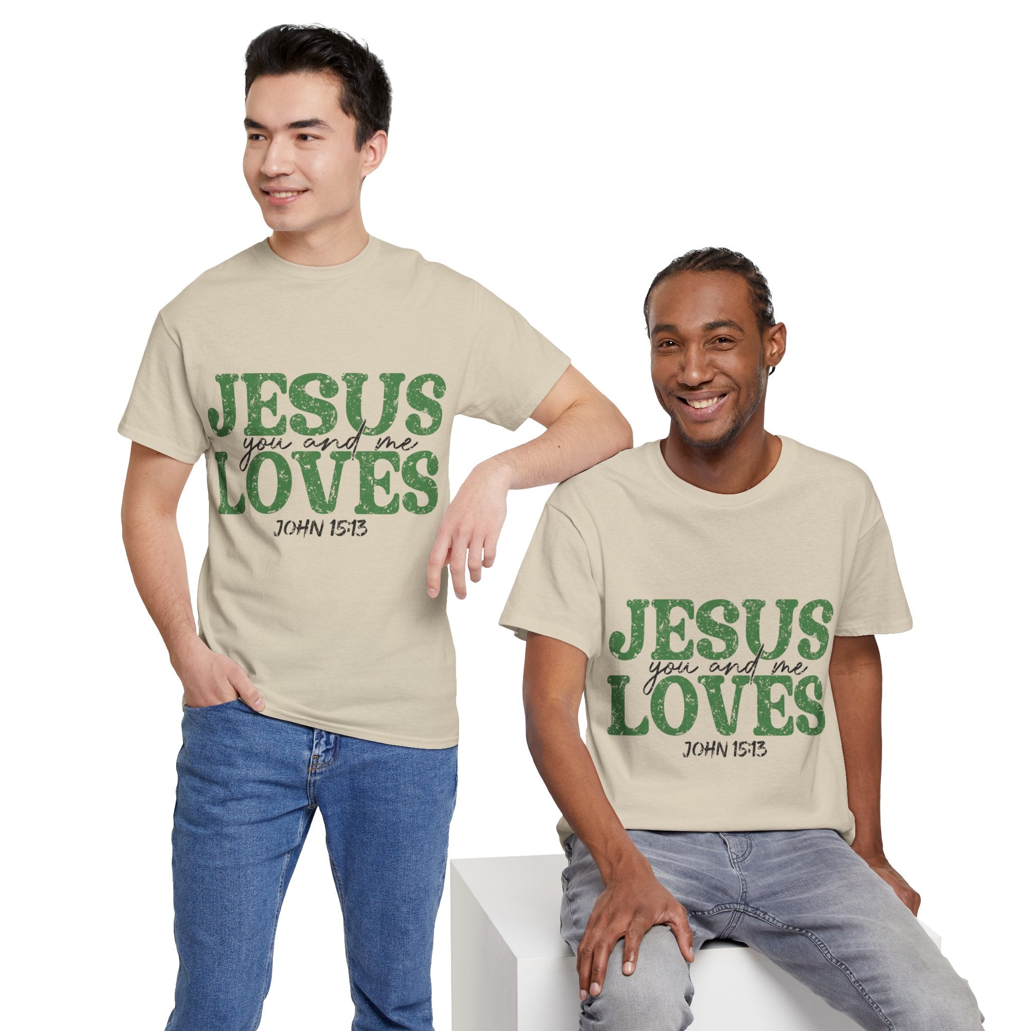 Jesus Loves Vintage Tee — Green Retro Christian Unisex Cotton T-Shirt