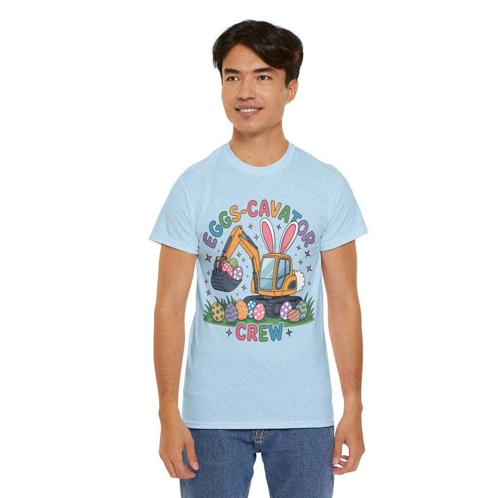 Easter 'Eggs-cavator Crew' Kids Tee — Excavator Bunny & Eggs Unisex Cotton Tee