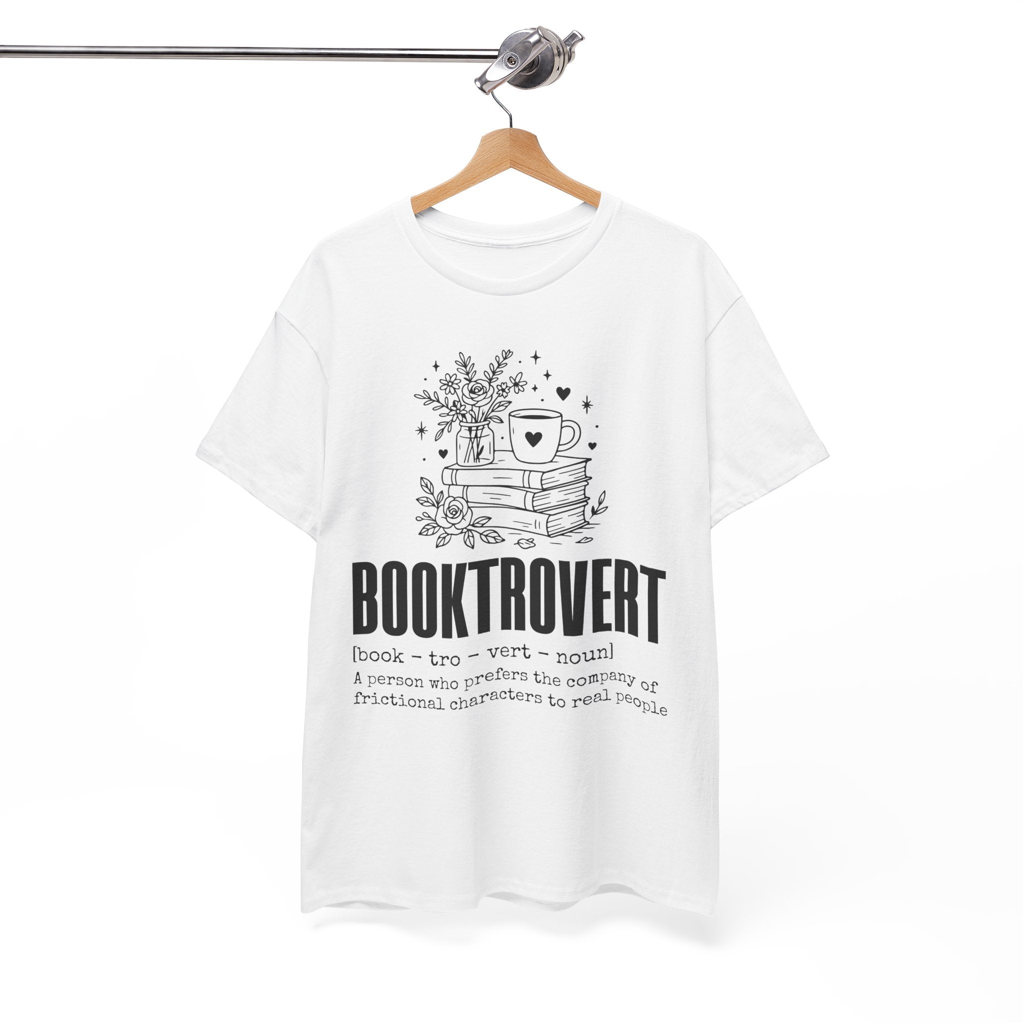 Booktrovert Graphic Tee — "Booktrovert" Definition, Books & Coffee Design Unisex Cotton Tee