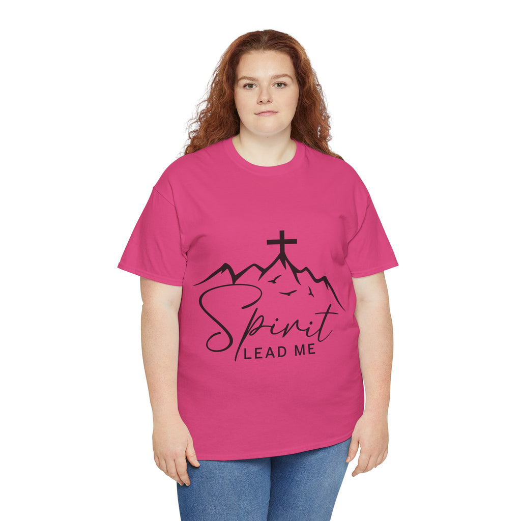 Spirit Lead Me Christian T‑Shirt — Minimalist Cross Unisex Cotton Tee