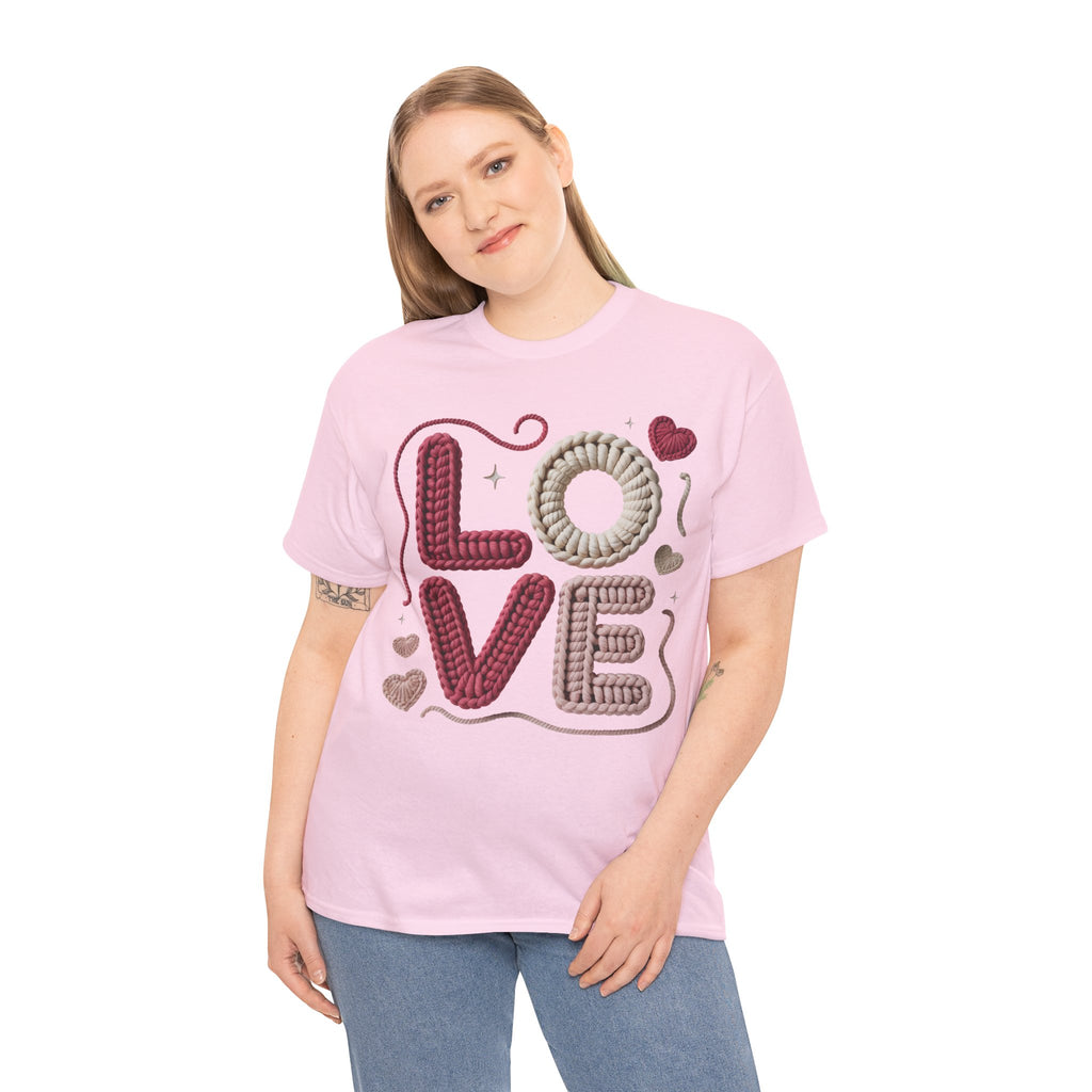 LOVE Faux Yarn Heart Unisex Cotton Tee