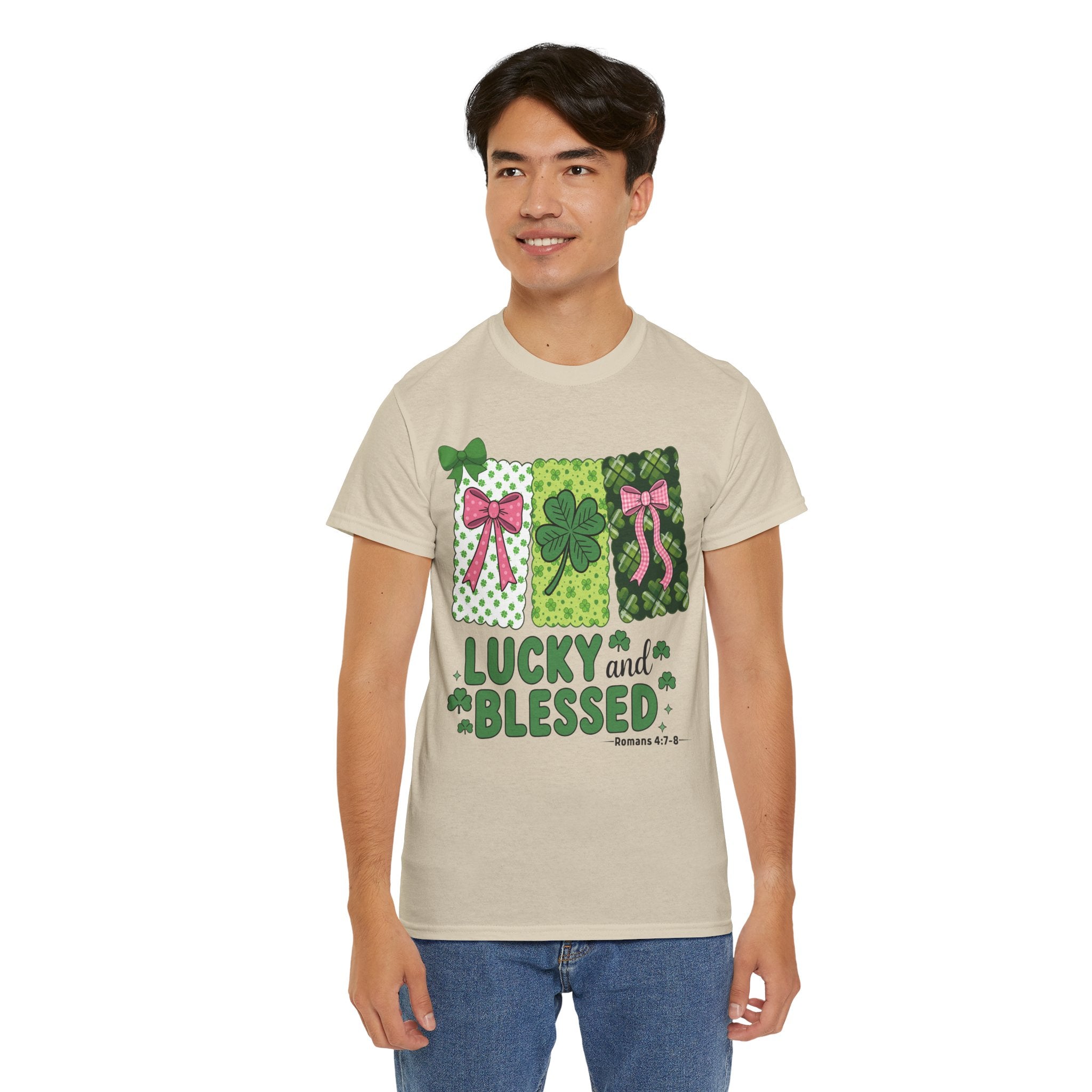 Lucky and Blessed Clover Unisex Cotton Tee