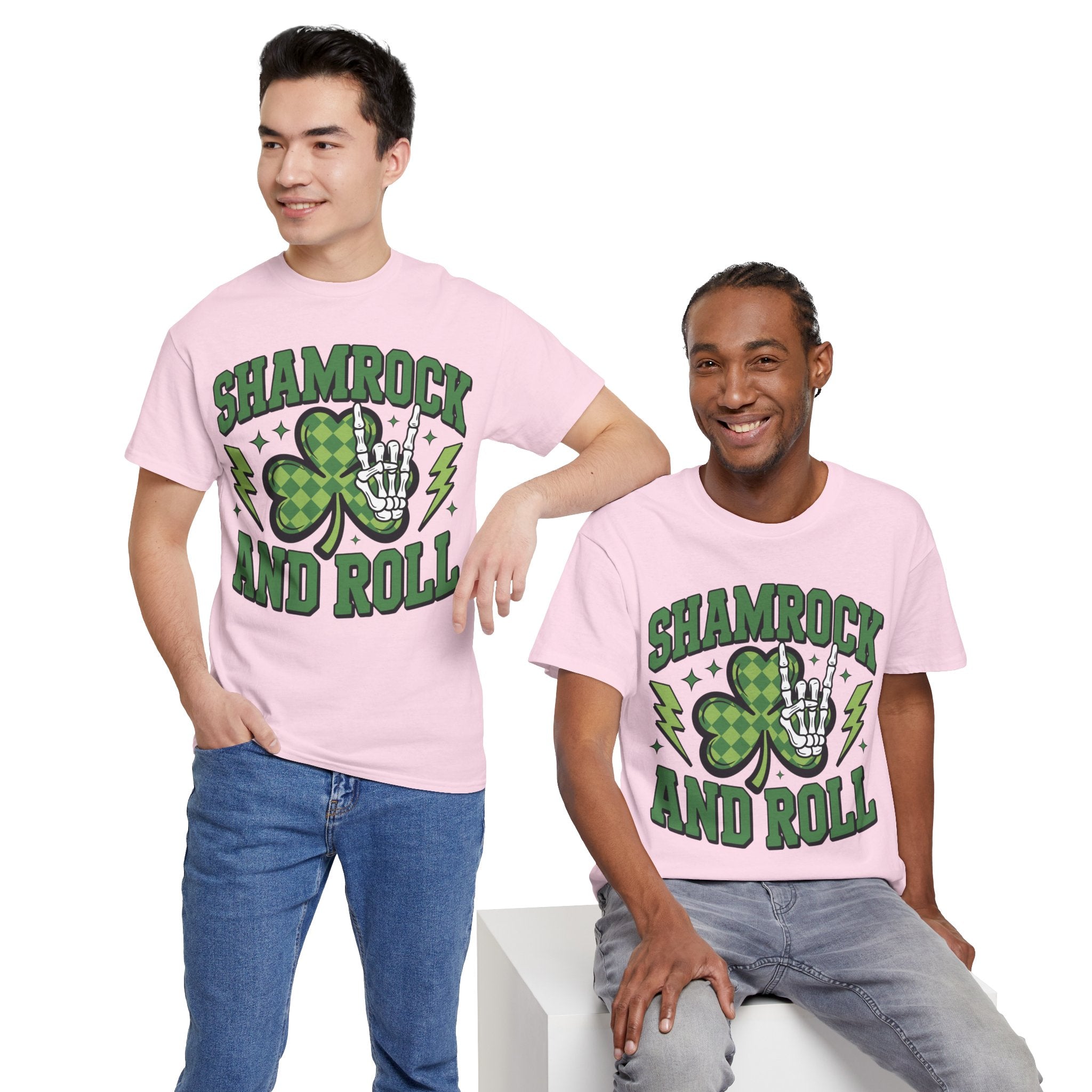 Shamrock and Roll Tee — Skeleton Hand & Lightning St. Patrick’s Rock Unisex Cotton Shirt
