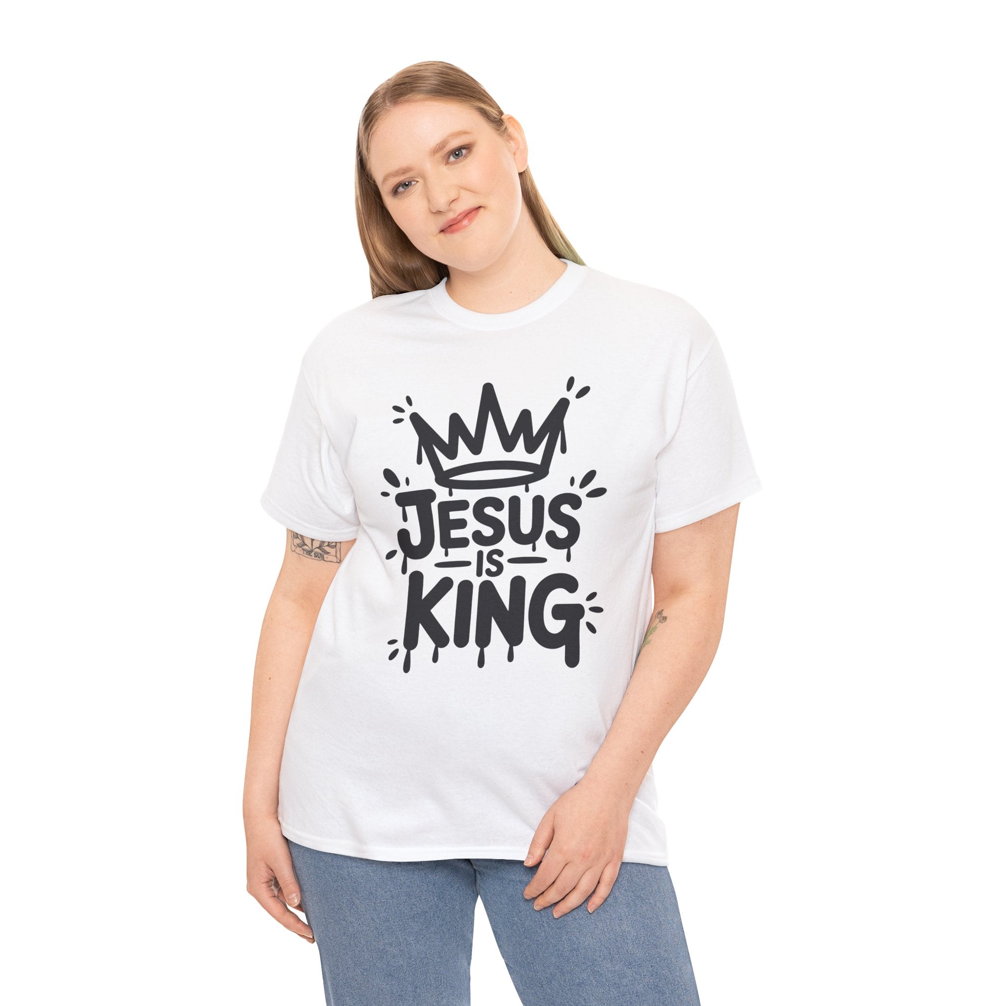 Jesus Is King Crown T-Shirt — Minimalist Christian Unisex Cotton Tee