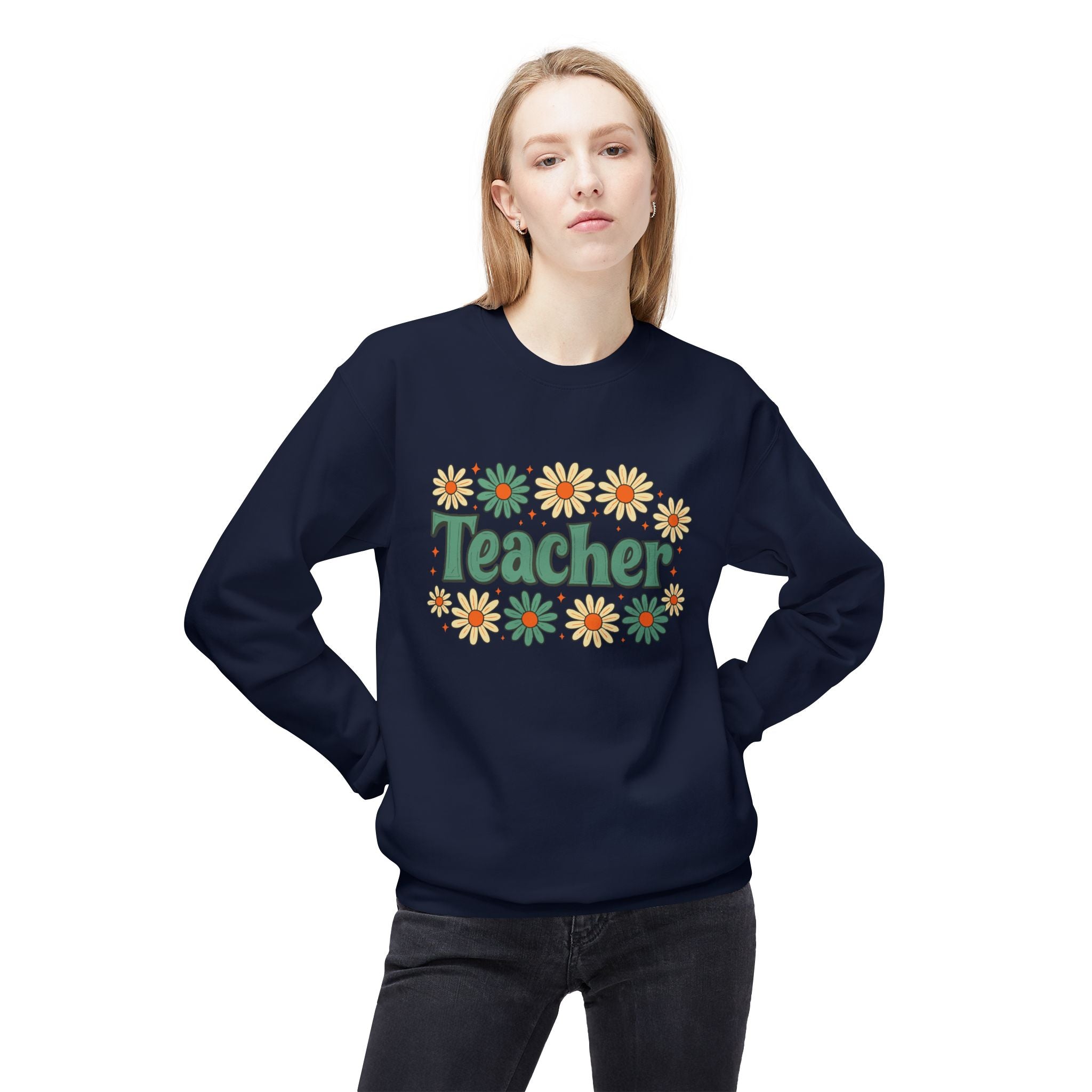 Teacher Floral Crewneck Sweatshirt