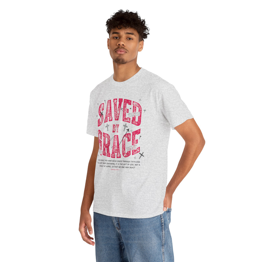 Saved by Grace Ephesians 2:8-9 Unisex Cotton T-Shirt