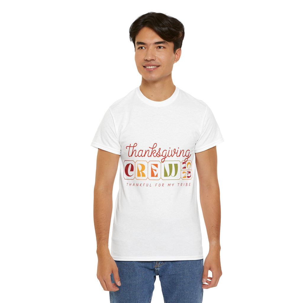 Thanksgiving Crew 2025 Tee — "Thankful for My Tribe" Autumn Holiday Unisex Cotton Tshirt