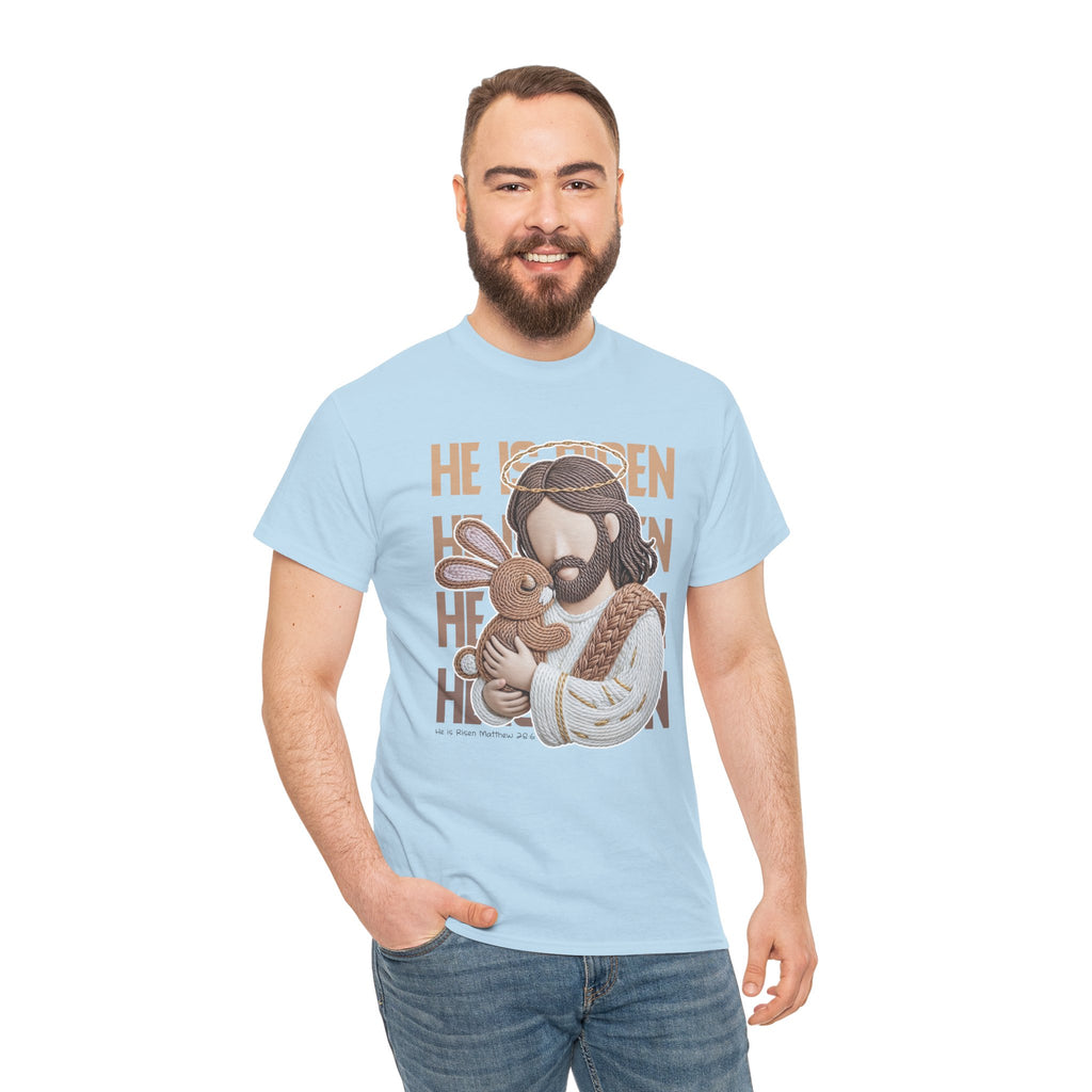 He Is Risen Matthew 28:6 Jesus With Lamb Unisex Cotton T-Shirt