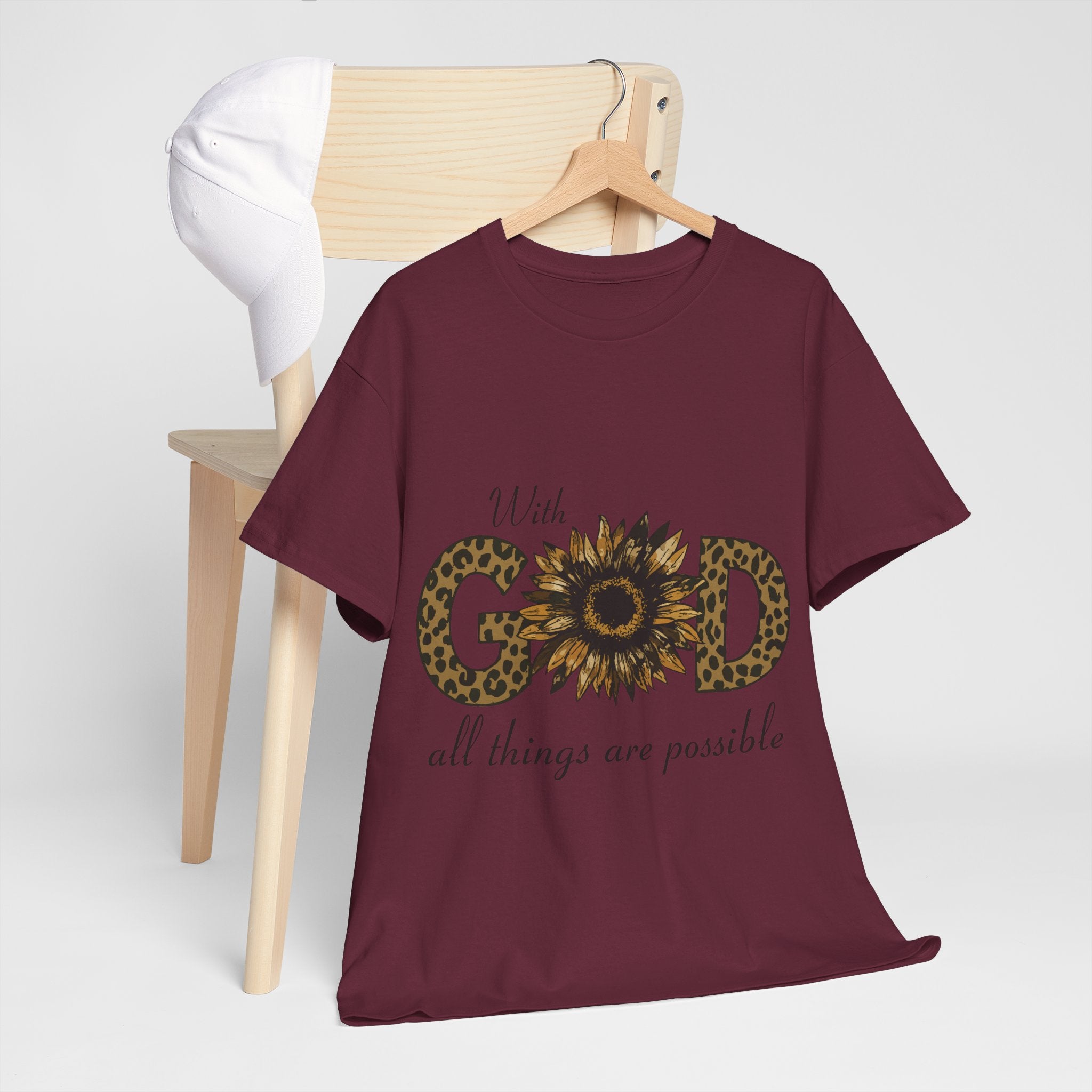 GOD Leopard Print Sunflower Unisex Cotton Tee