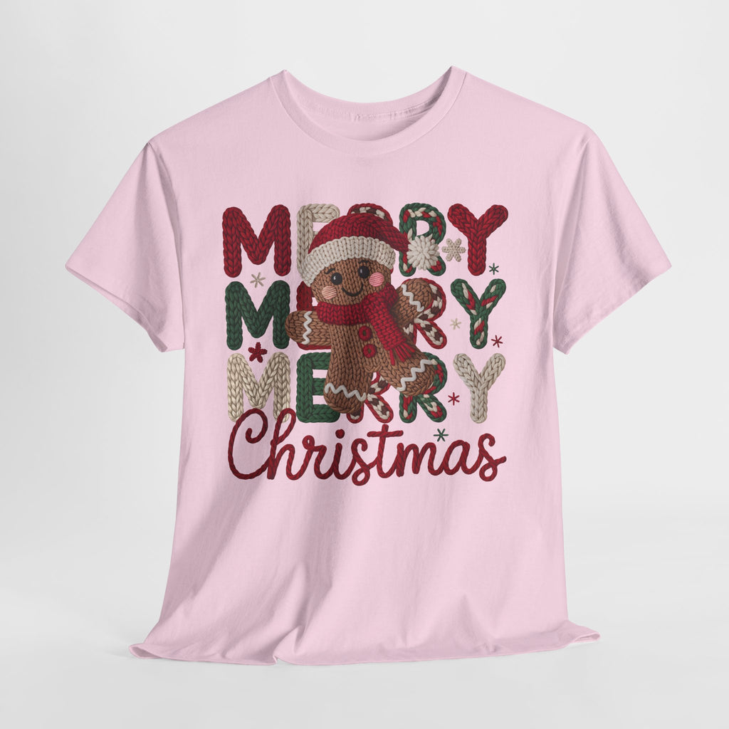Merry Merry Merry Christmas Gingerbread Unisex Cotton Tee