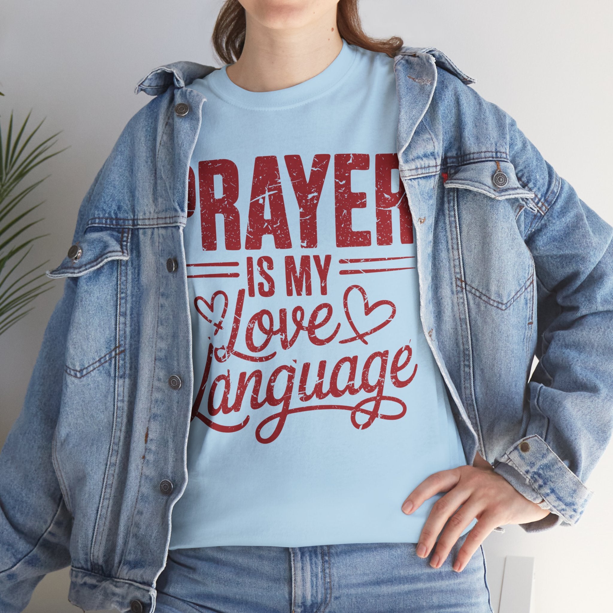 Prayer Is My Love Language T-Shirt — Faith-Inspired Red Hearts Unisex Cotton Tee
