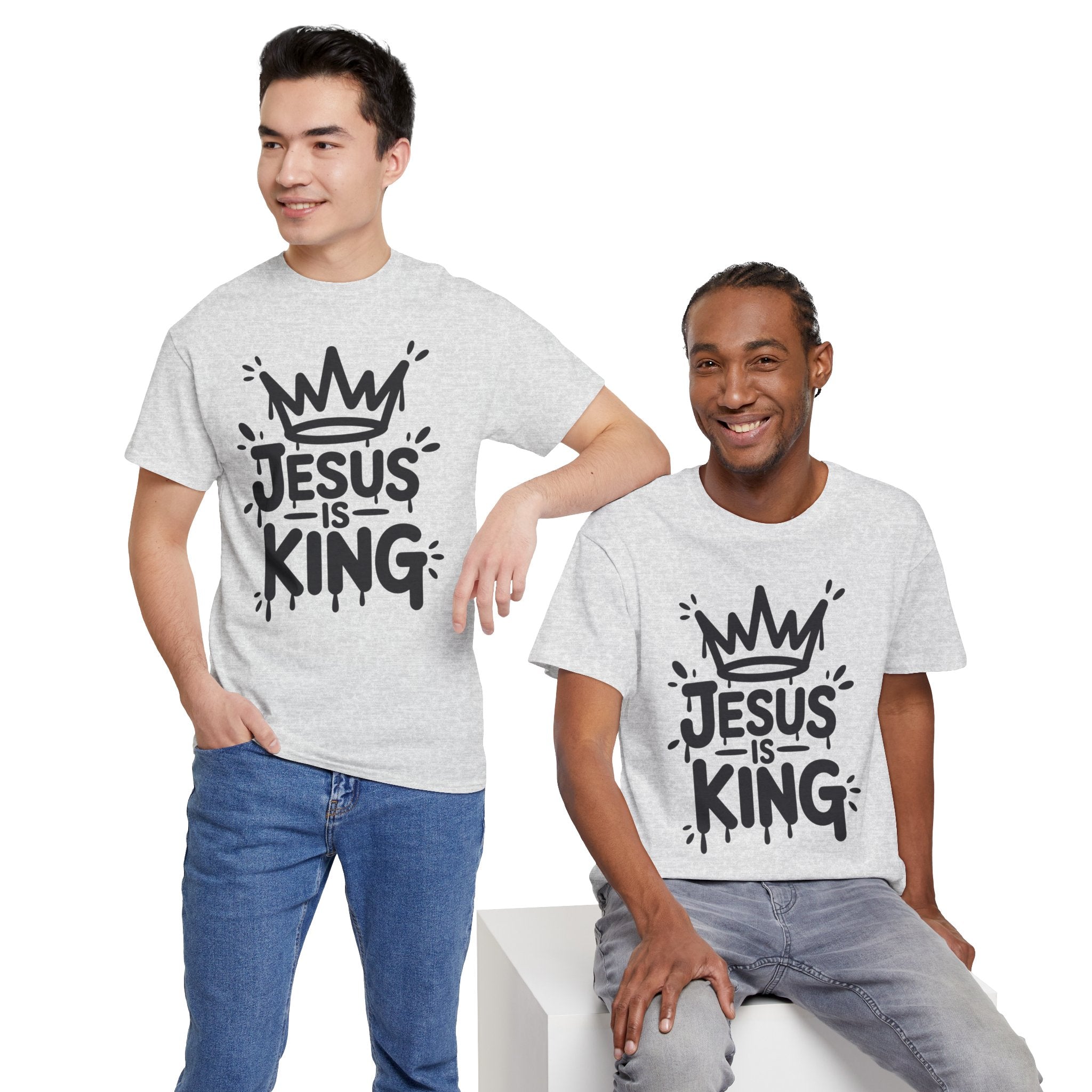 Jesus Is King Crown T-Shirt — Minimalist Christian Unisex Cotton Tee