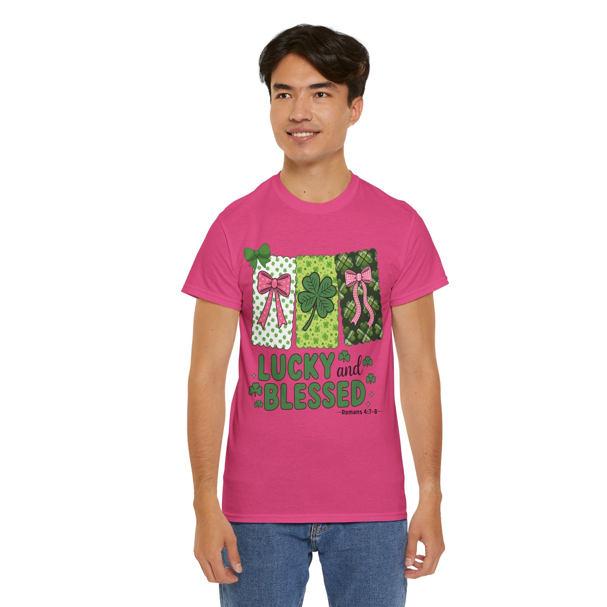 Lucky and Blessed Clover Unisex Cotton Tee