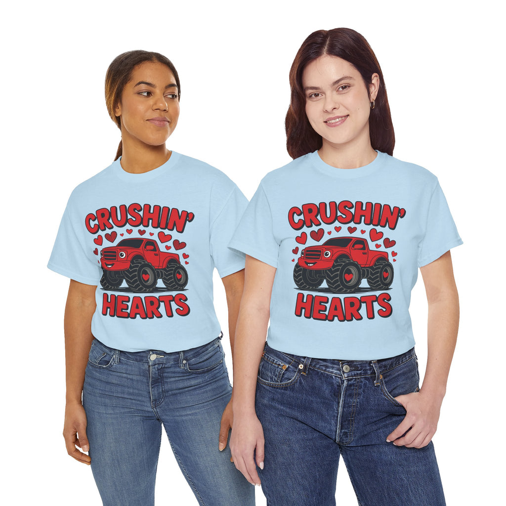 Crushin’ Hearts Valentine Monster Truck Unisex Cotton Tee