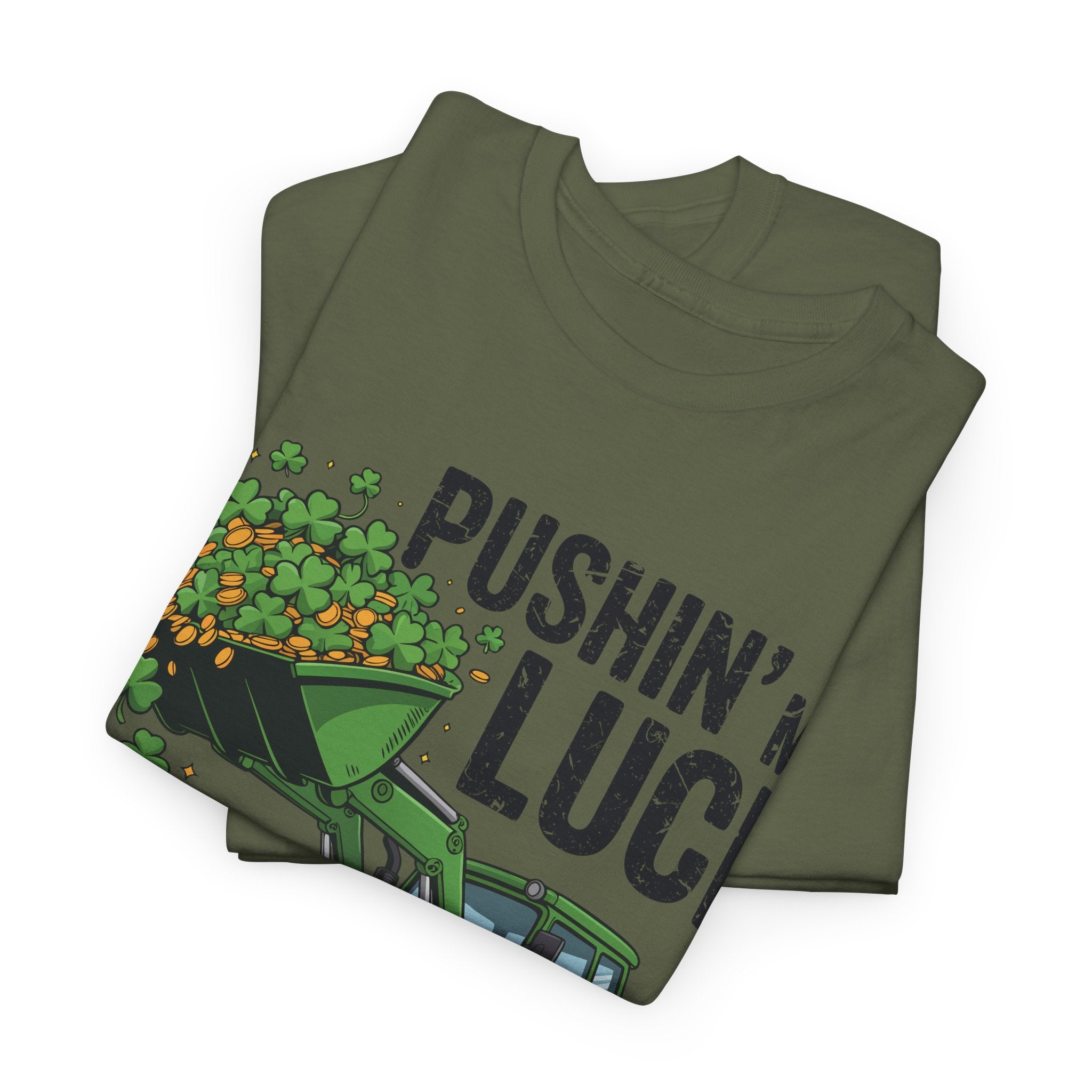 Pushin' My Luck Shamrock Tractor Tee — St. Patrick's Day Unisex Cotton T-Shirt