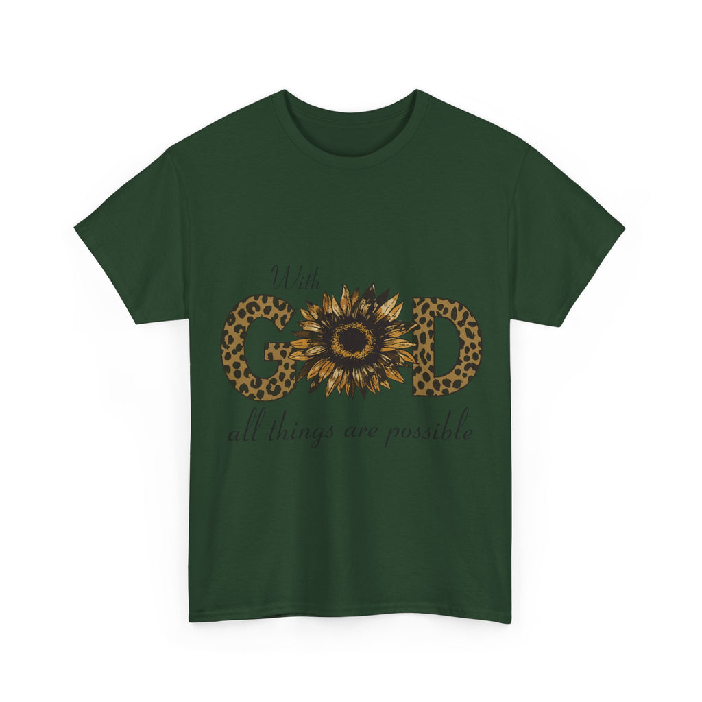 GOD Leopard Print Sunflower Unisex Cotton Tee