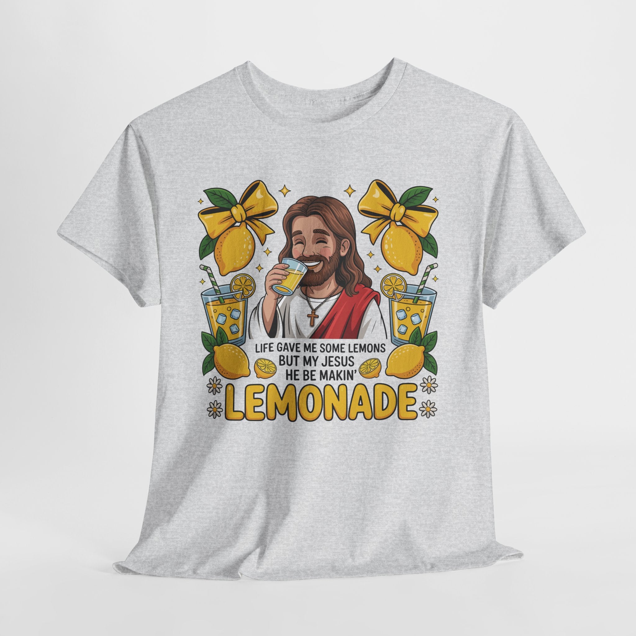 Jesus Drinking Lemonade T-Shirt — "Life Gave Me Some Lemons" Christian Unisex Cotton Tee
