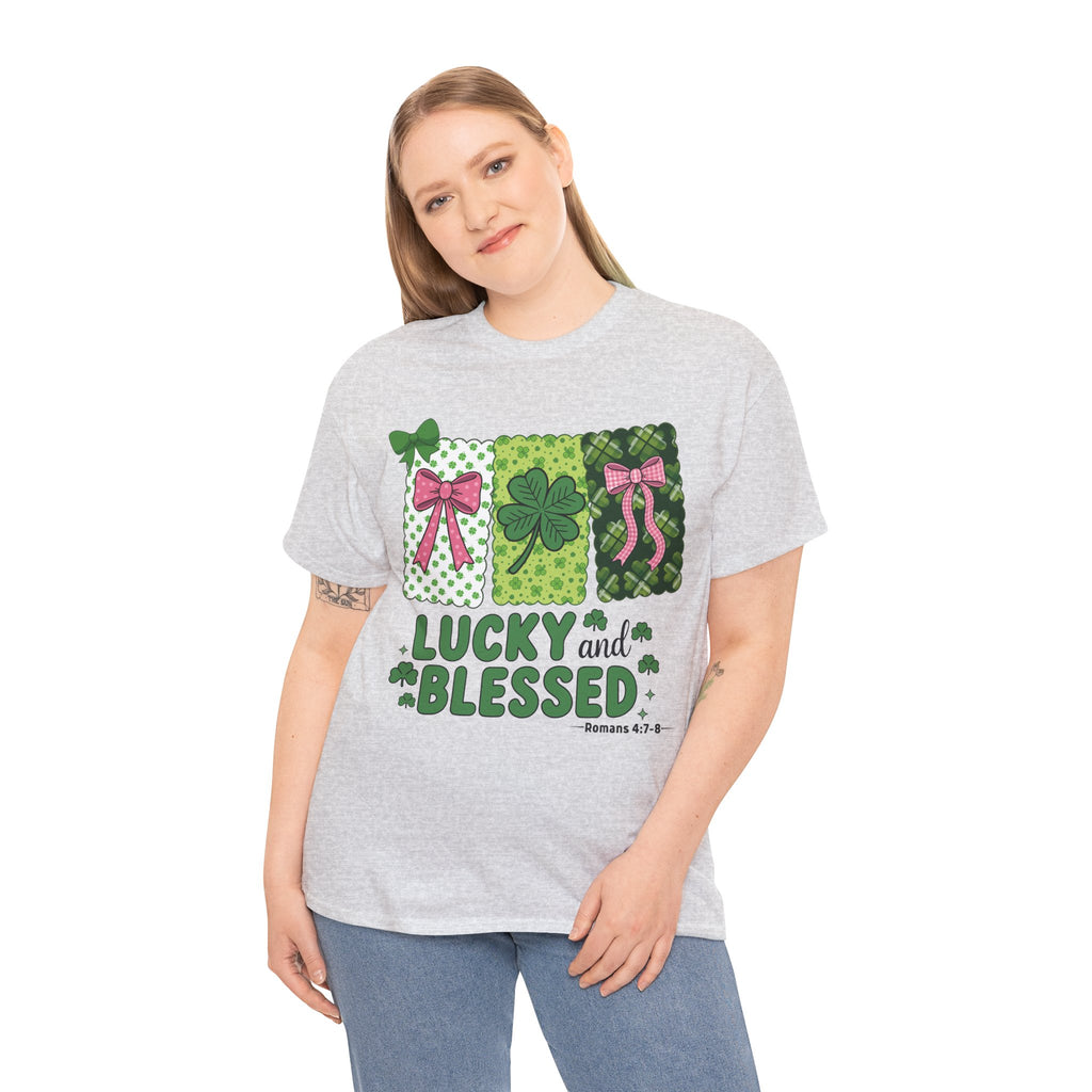 Lucky and Blessed Clover Unisex Cotton Tee