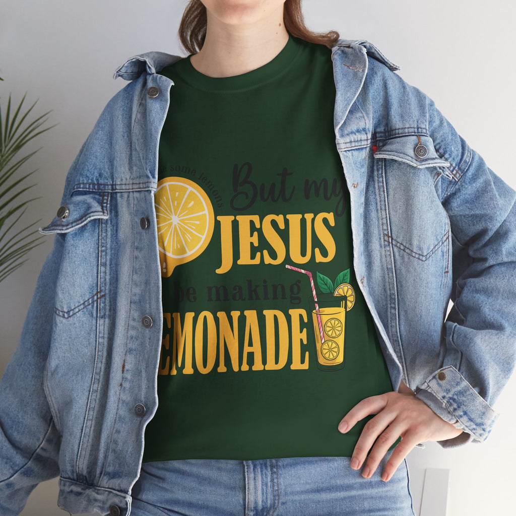 Jesus Lemonade Tee — Lemon Slice & Glass Graphic Christian Unisex Cotton T-Shirt